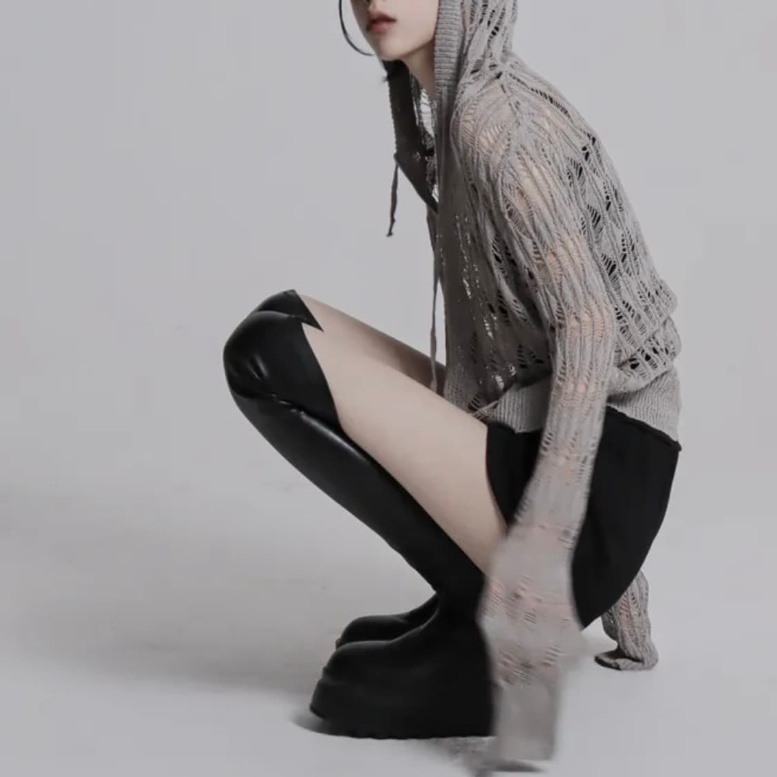 빈티지 니트 가디건 후드 집업  상품이미지3