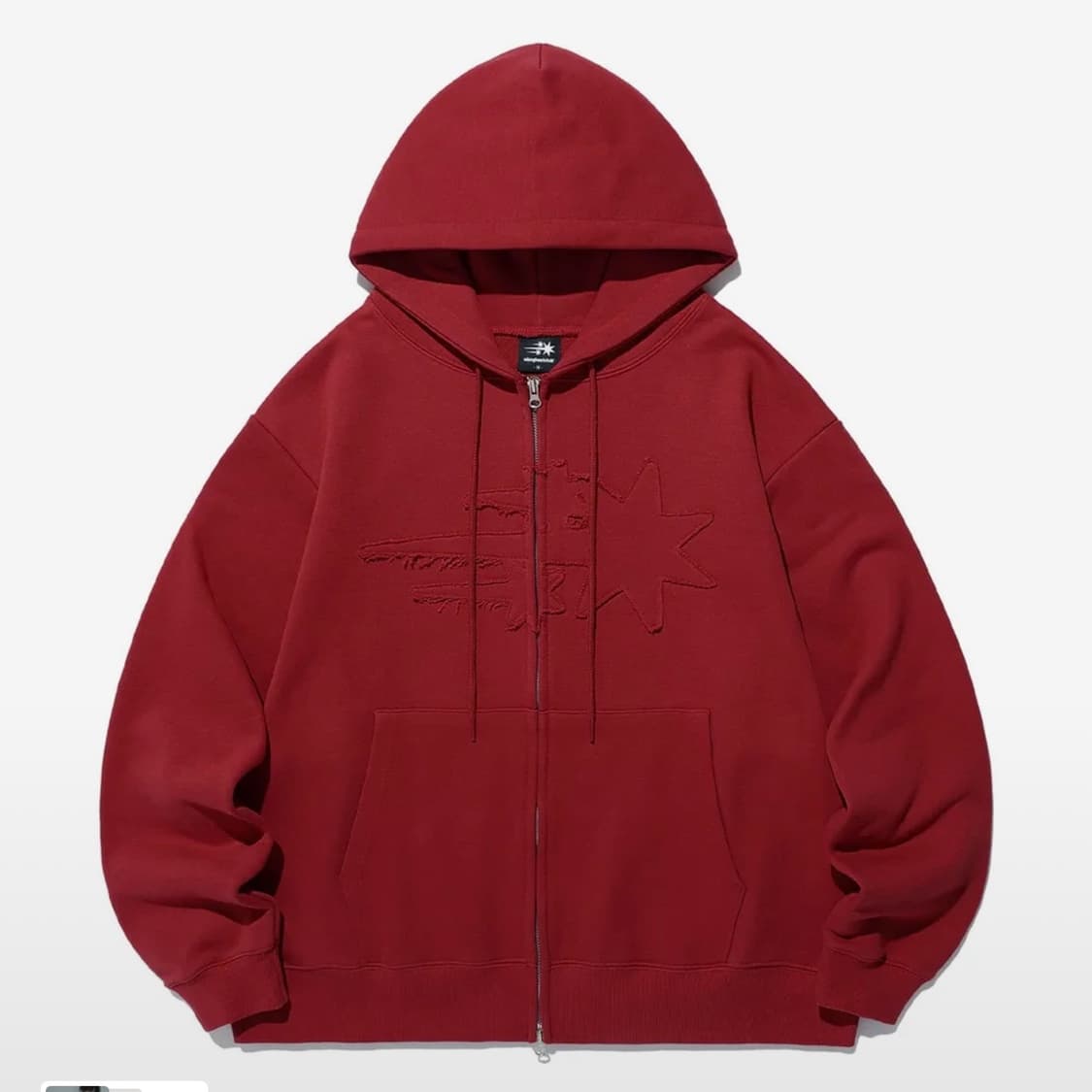 나이스고스트클럽 3STAR LOGO ZIP HOODIE 레드 상품이미지1