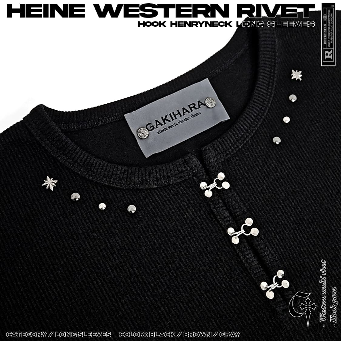 Heine western 리벳 후크 롱슬리브 (black) 상품이미지4