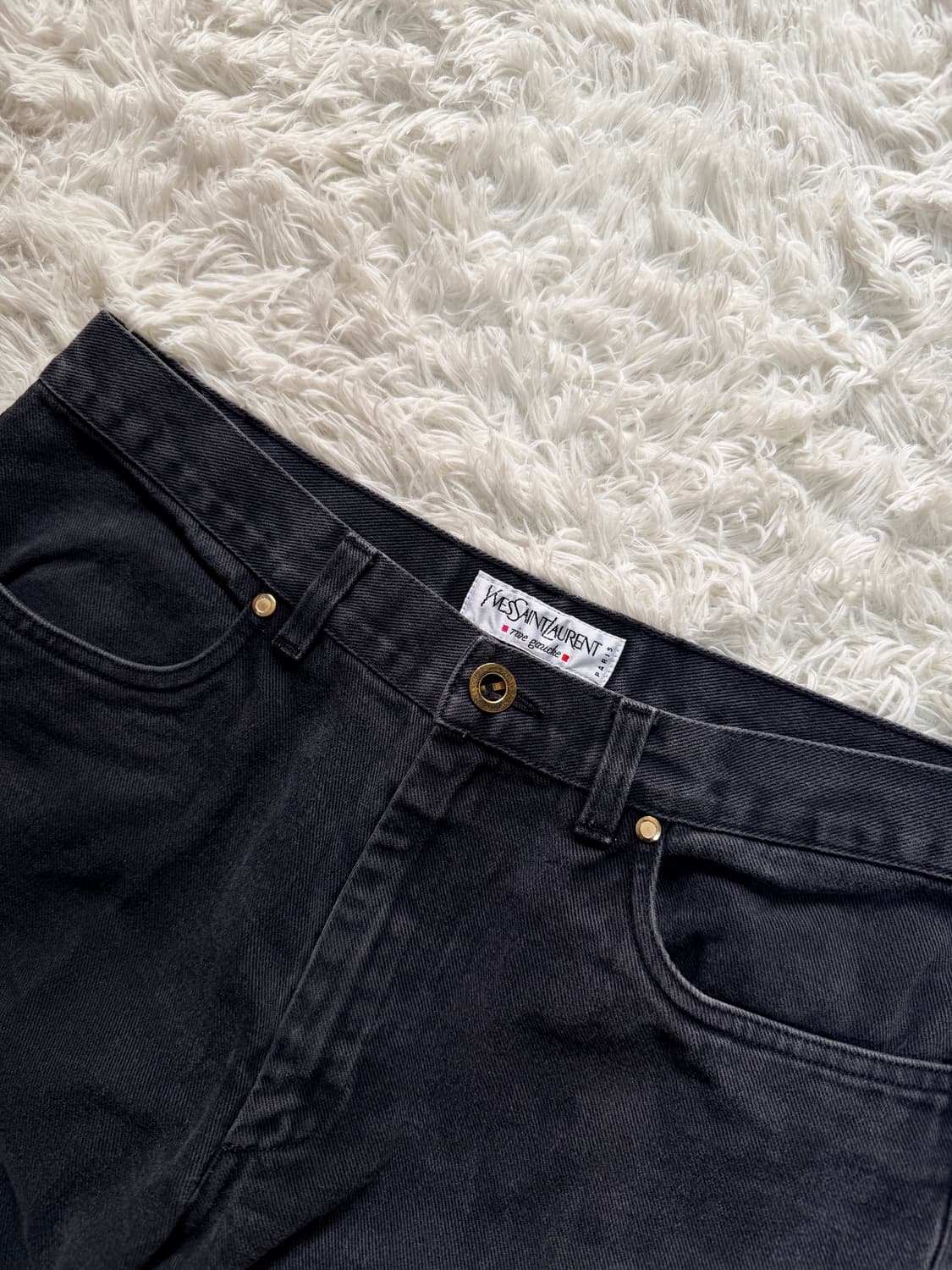 [Made in Italy] 입생로랑 리브고쉬 빈티지 로고 자수 데님 팬 상품이미지3