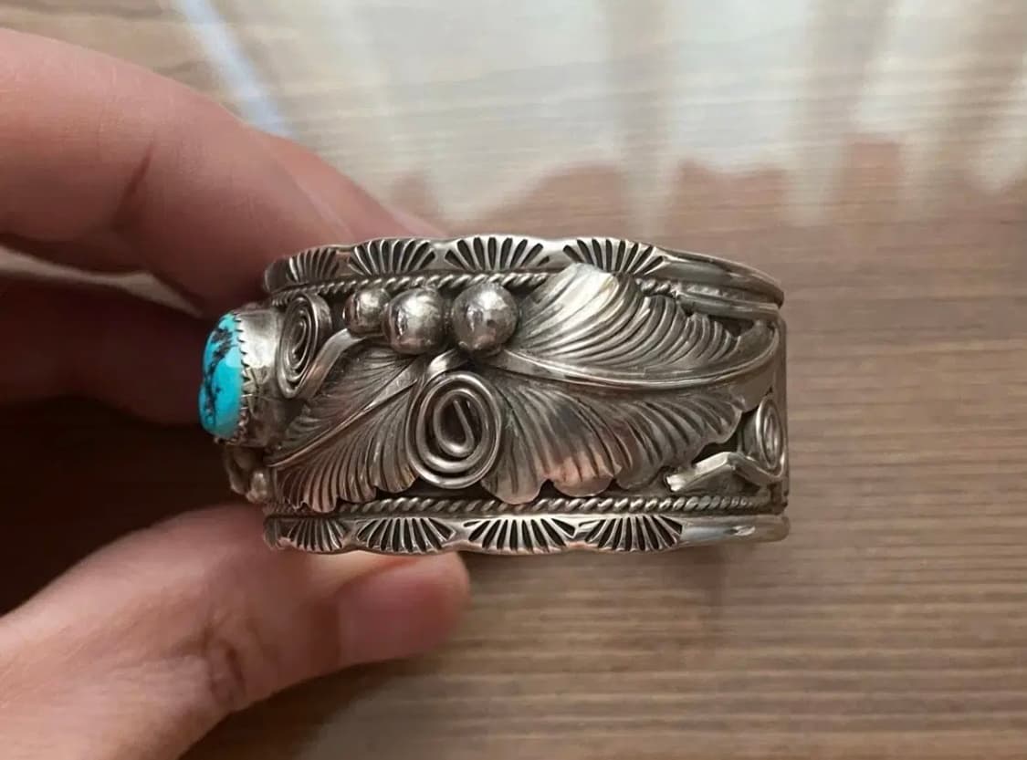 베어 클로 인디언 주얼리 네이티브 아메리칸 나바호 뱅글 은 팔찌 상품이미지4