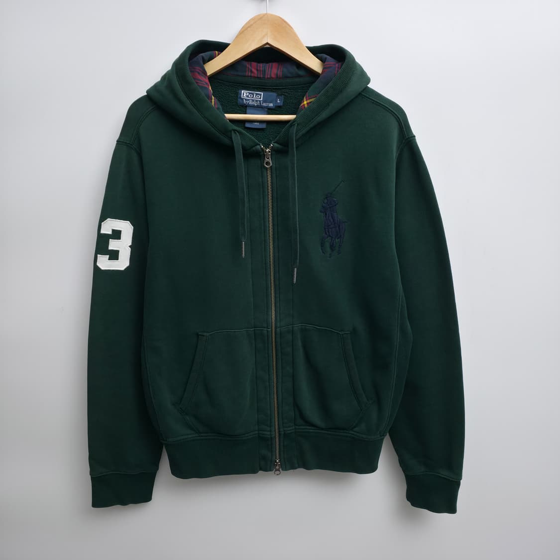 [L] 폴로 랄프로렌 빅포니 체크 후드집업 그린 상품이미지1