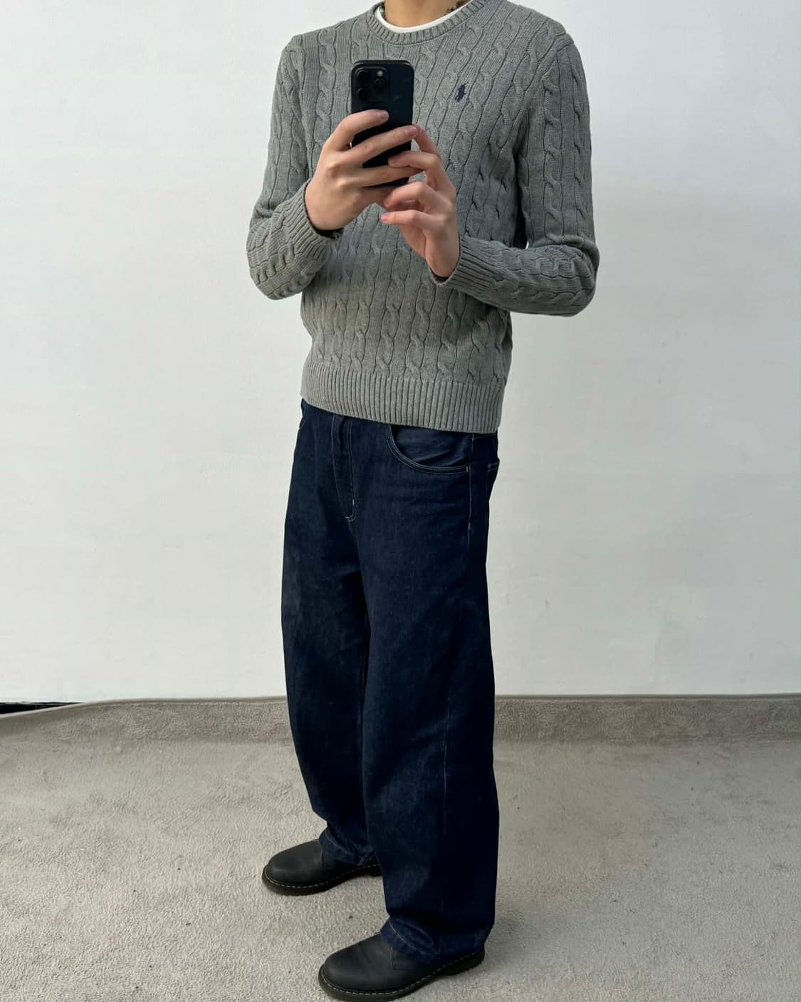 [M] 폴로 랄프로렌 케이블 코튼 니트 스웨터 그레이 상품이미지1