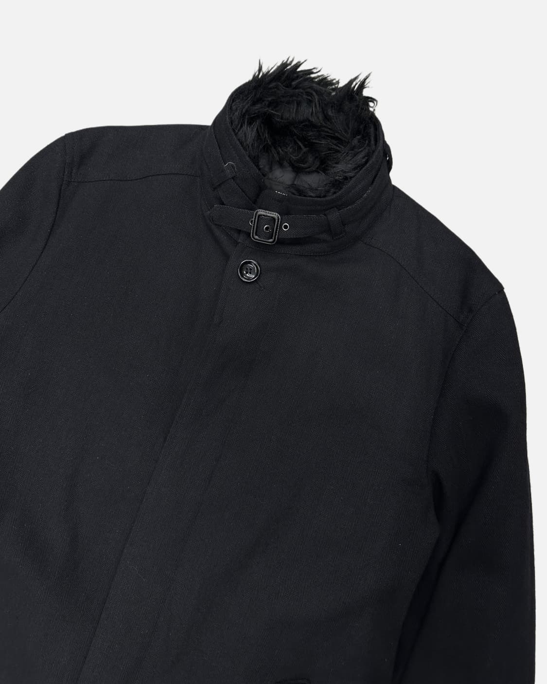 herringbone strap fur collar coat 상품이미지3