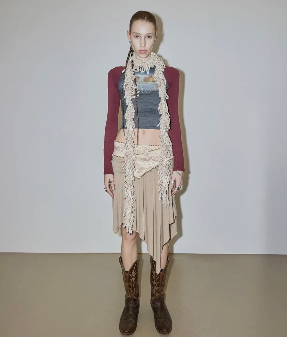 스컬프터 Beaded Jersey Skirt Beige xs 상품이미지1