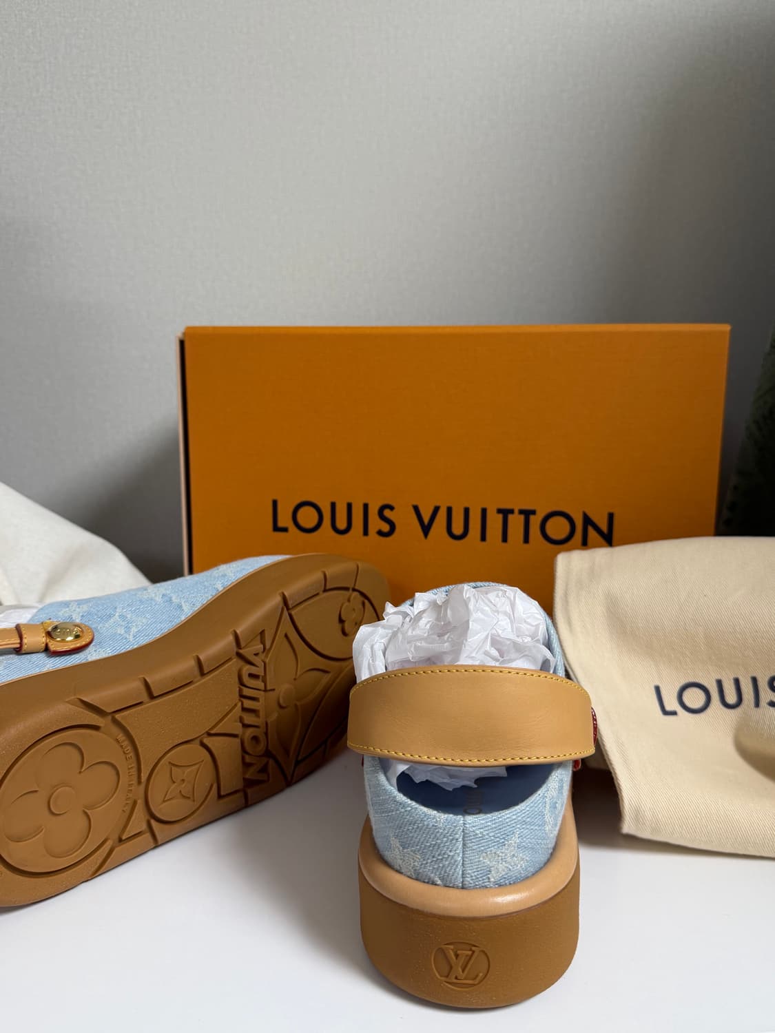 정품 새상품) 루이비통 데님 클로그 뮬 상품이미지2