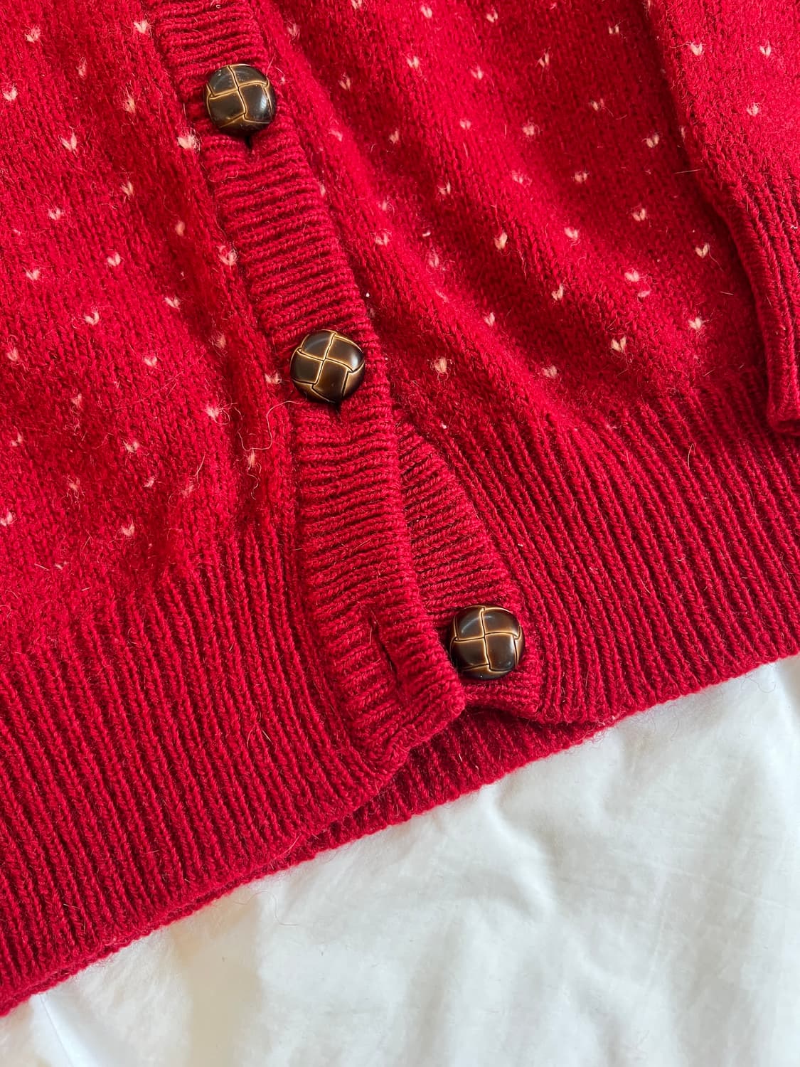 빈티지 체리 레드 페어아일 울 니트 가디건 상품이미지3