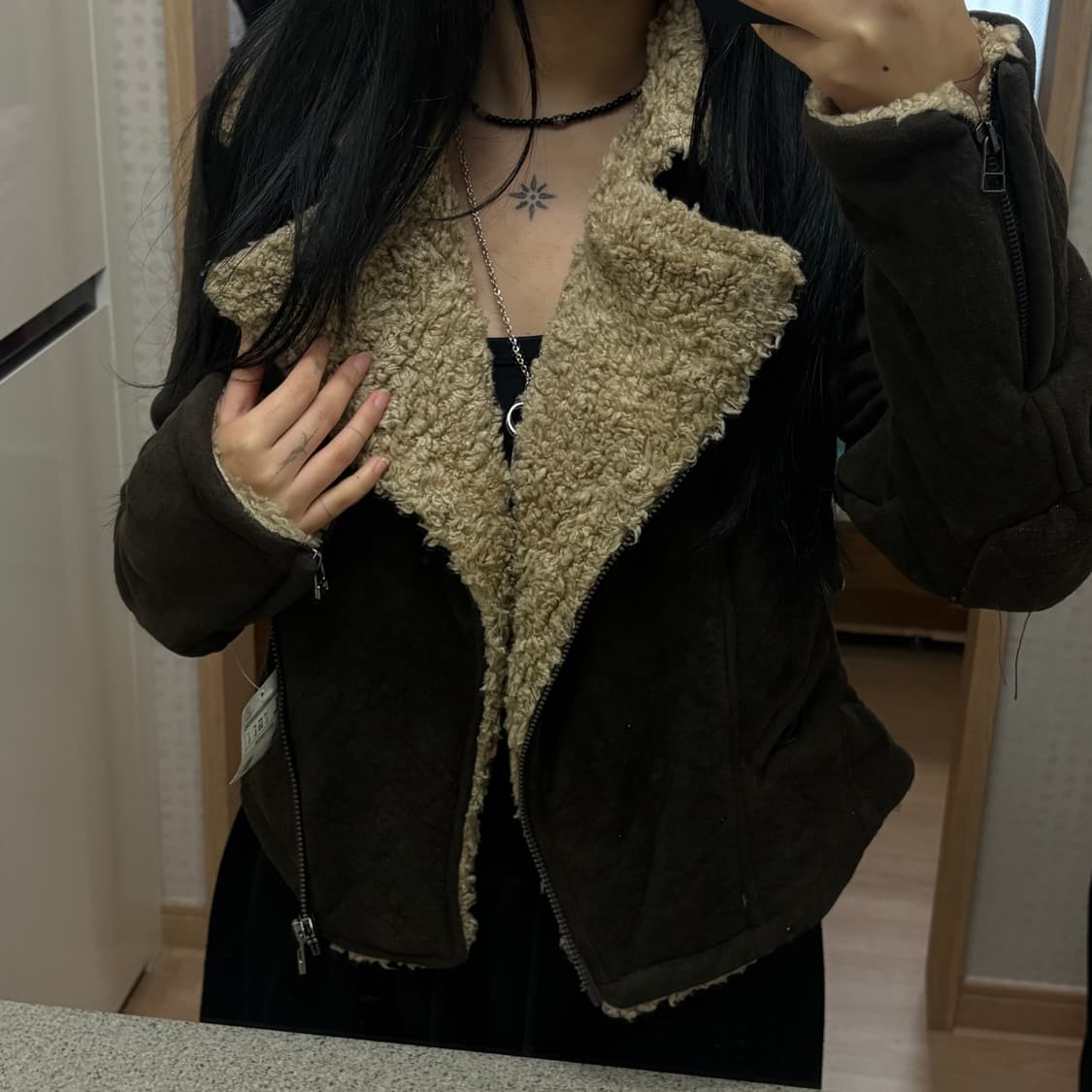 ((하자 급처 자라 사선 스트랩 무스탕  상품이미지1