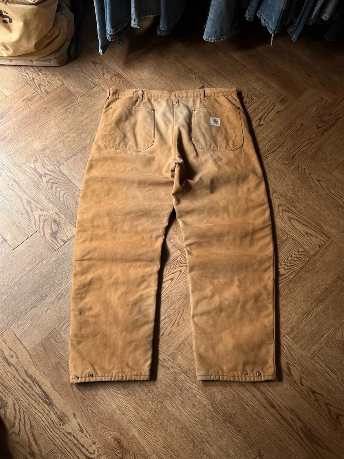 [42]90's 칼하트 Made in USA 퀼팅 라이닝 브라운 워크팬츠 상품이미지1