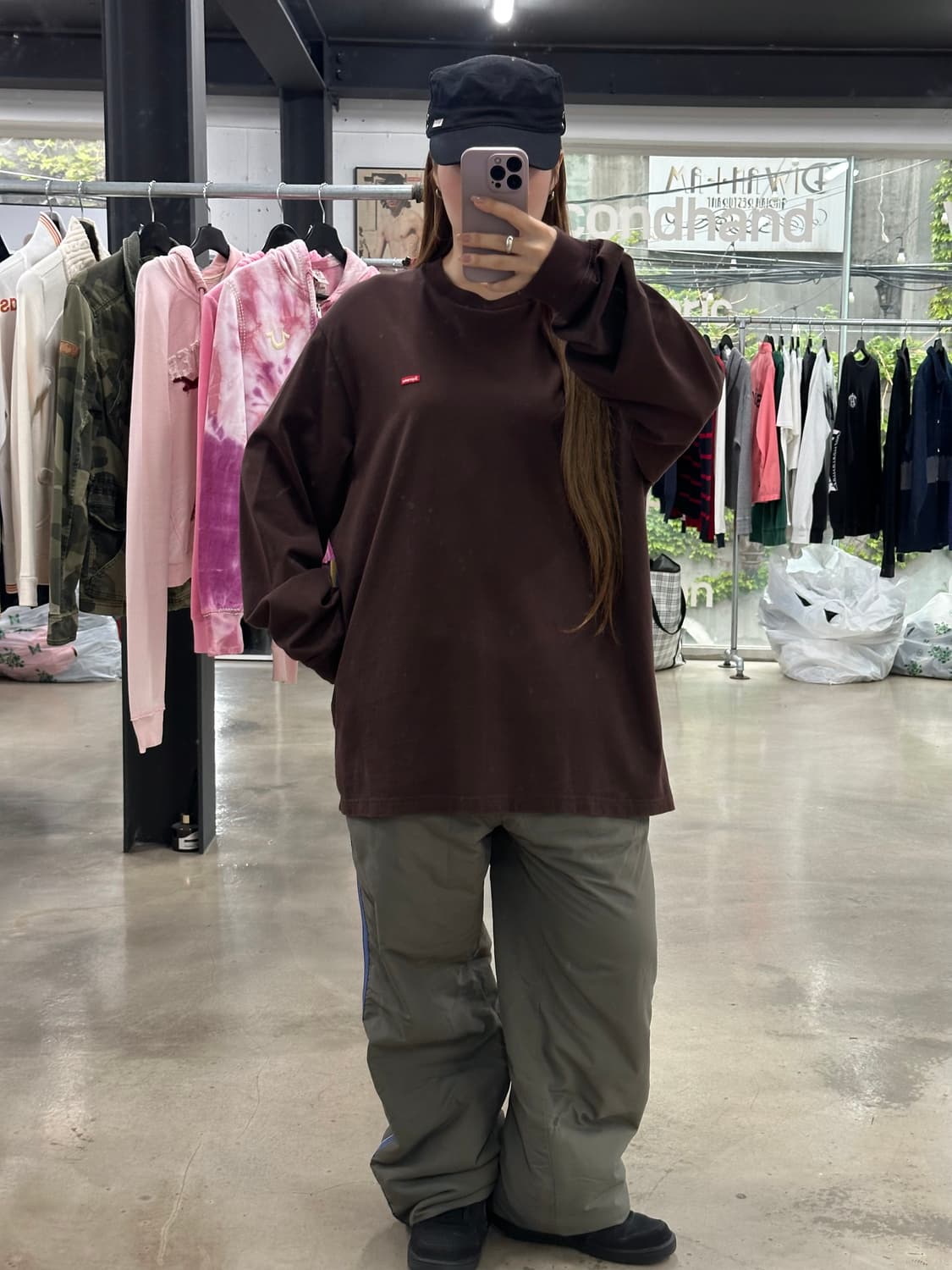 슈프림 22FW 스몰박스 크루넥 롱슬리브 브라운 상품이미지3