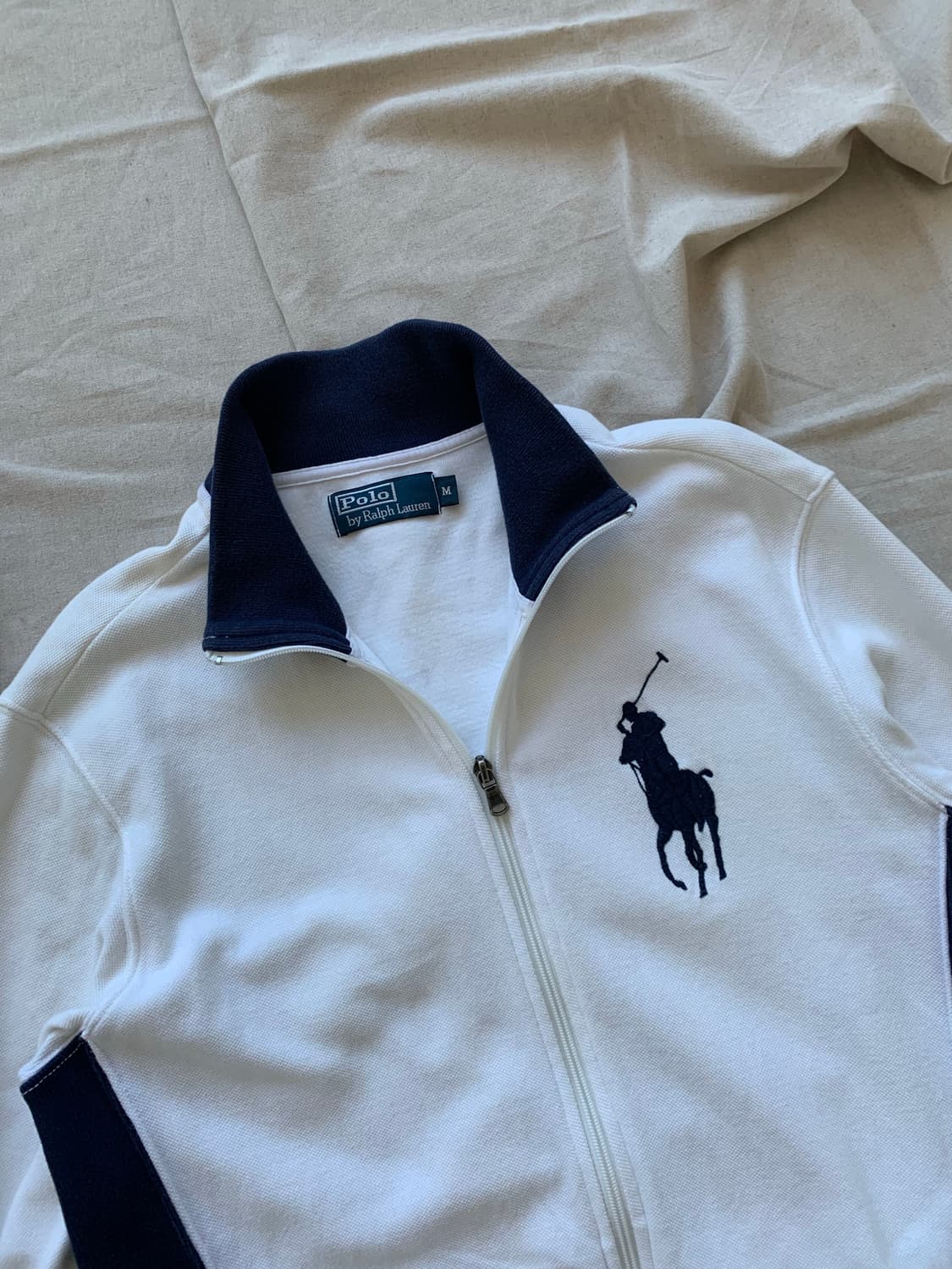 대장급 폴로 랄프로렌 빅포니로고 화이트 네이비 코튼 집업  상품이미지6