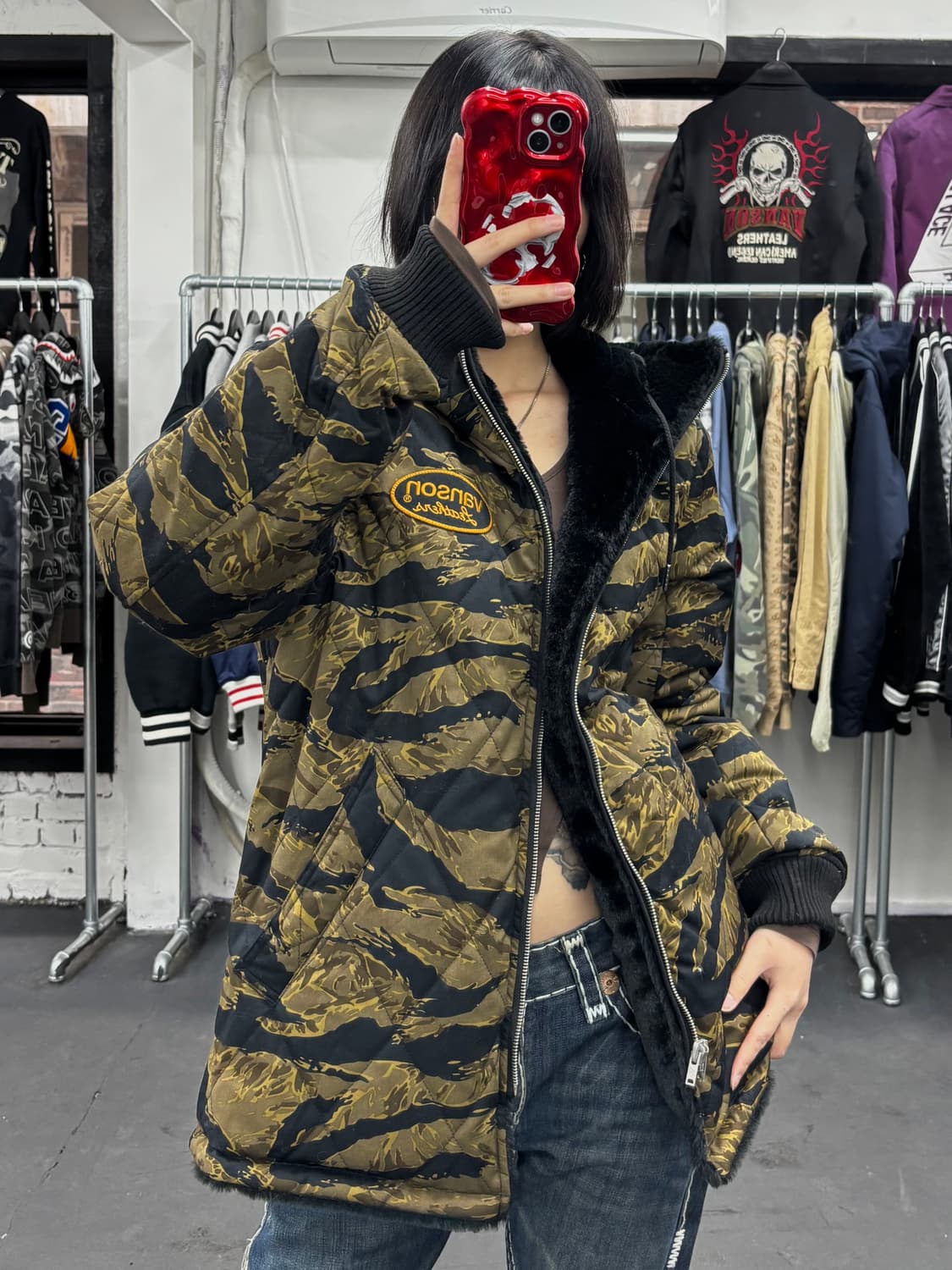 밴슨 레더 리버시블 퍼 후드 자켓 상품이미지6