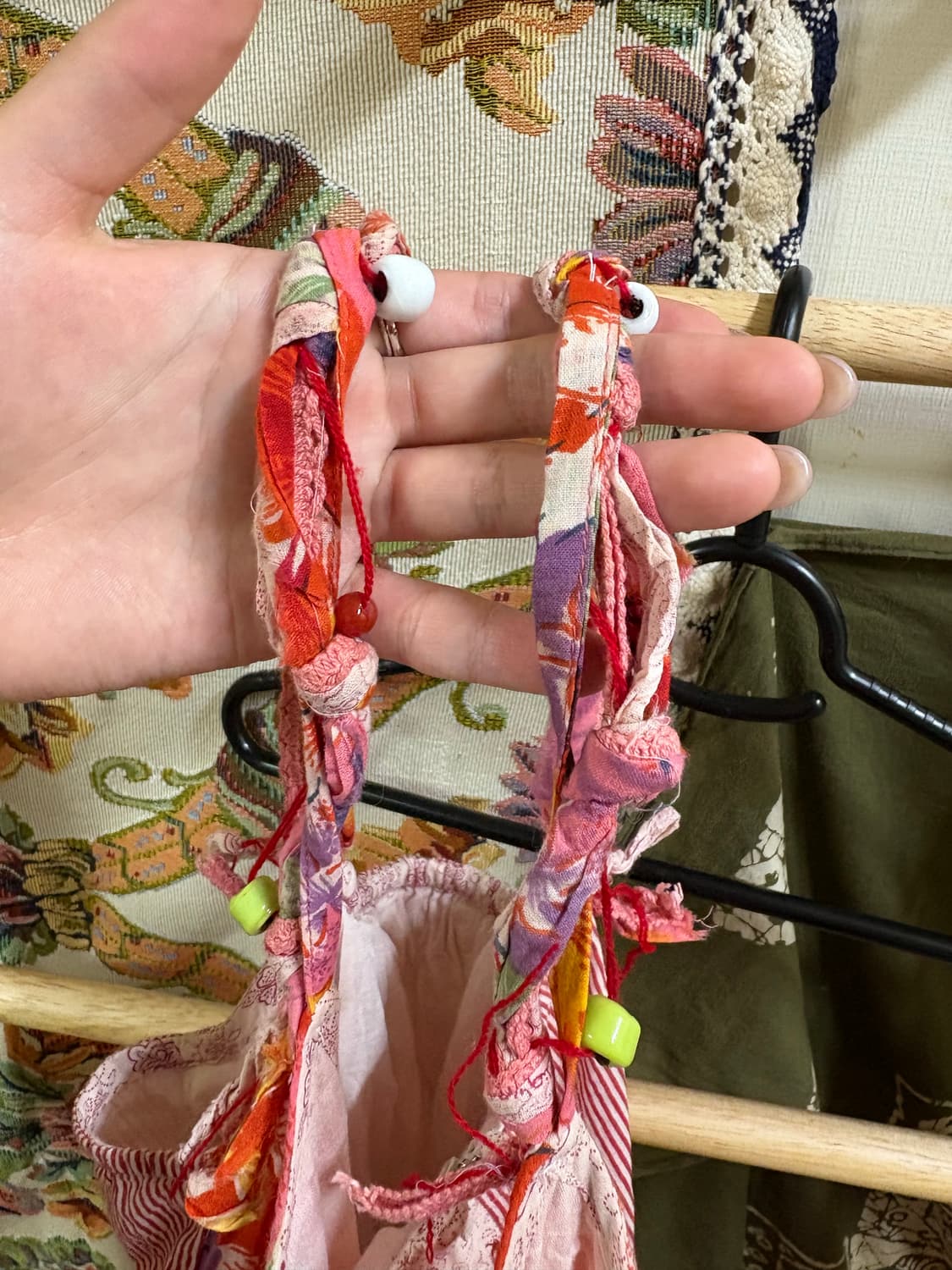 히피 모리 하구미 패치 디테일 끈 원피스 상품이미지4