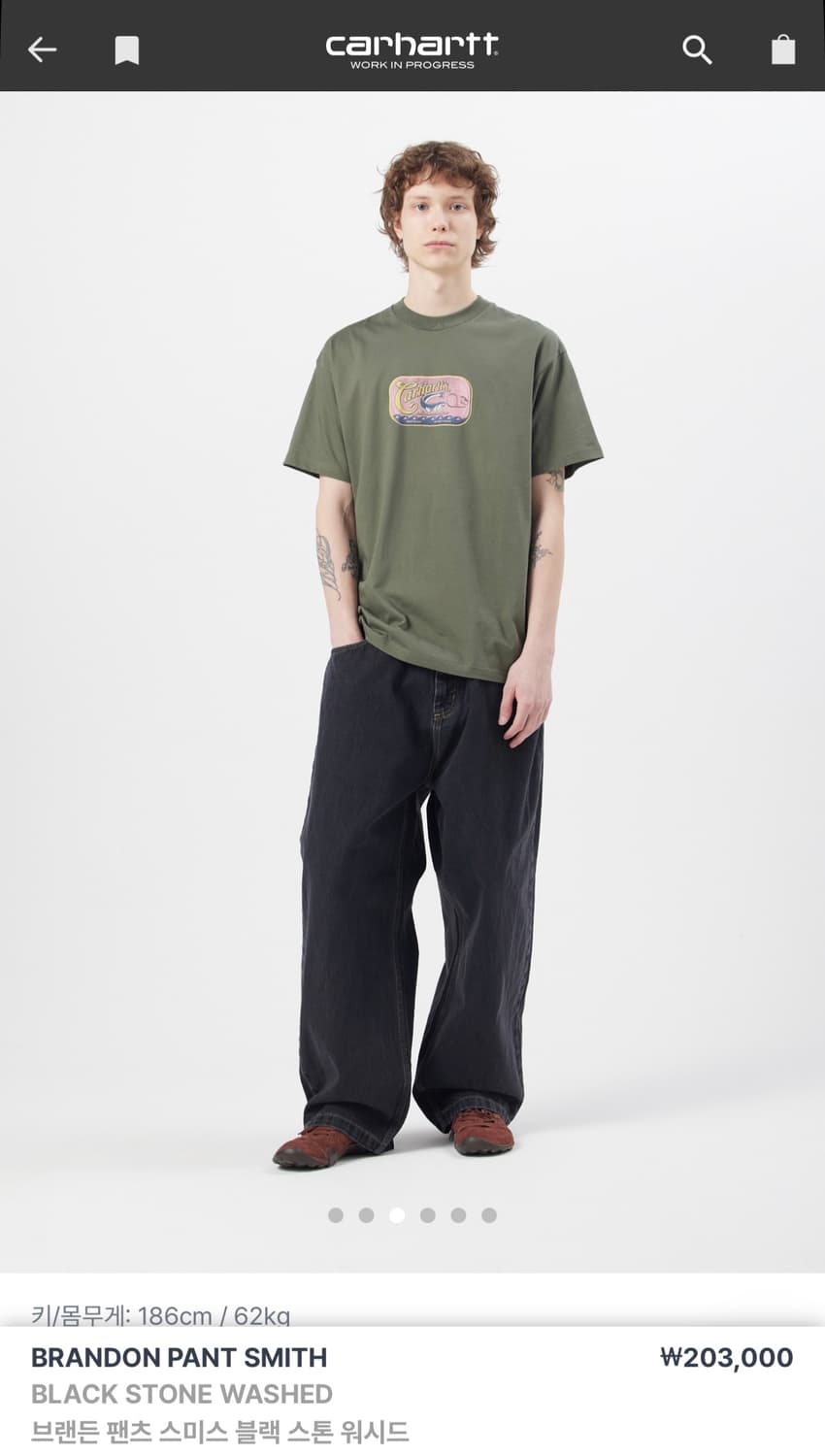 칼하트 브랜든팬츠 스미스 블랙 xs 상품이미지3