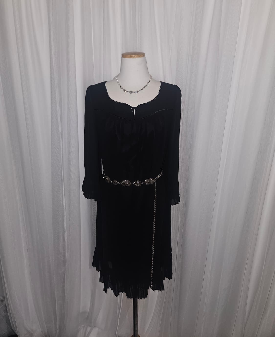 natural beauty 공겜여주🖤 빈티지 쉬폰 레이스 드레스 상품이미지1