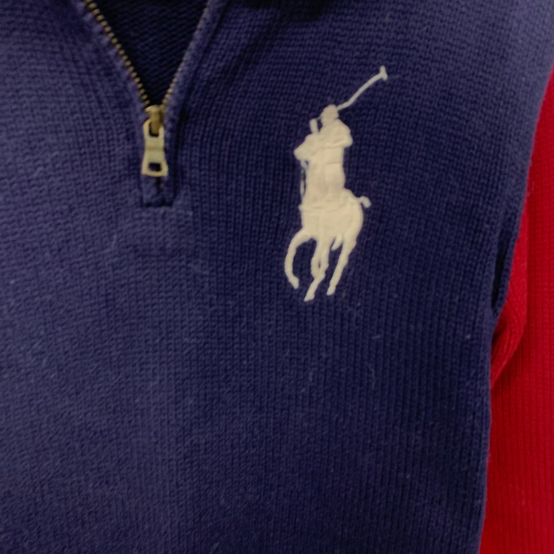 폴로 랄프로렌 빅포니 배색 반집업 니트 상품이미지3