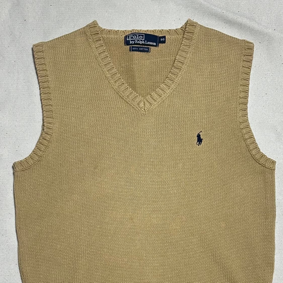 90 폴로랄프로렌 베이지 브이넥 니트 베스트 상품이미지1