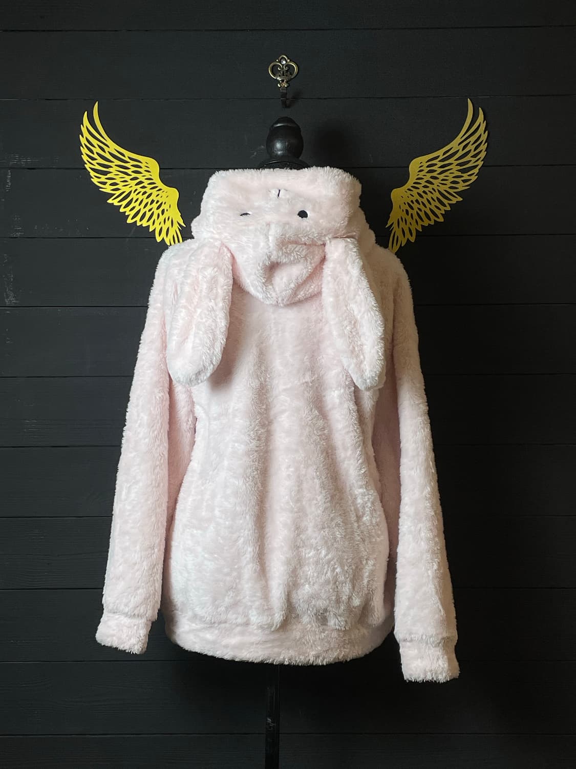 JPN 갸루 연핑크 딸기우유 퍼 우사미미 토끼 래빗 후드집업 상품이미지3