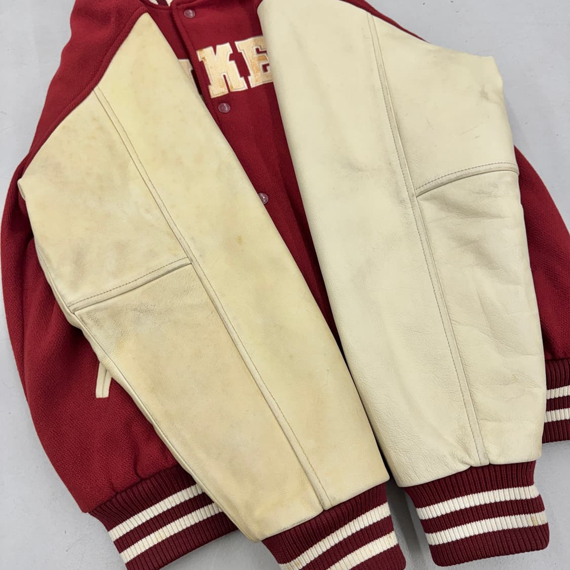 WWS MLB 90s 양키스 소가죽 모직 울 바시티 자켓 상품이미지3