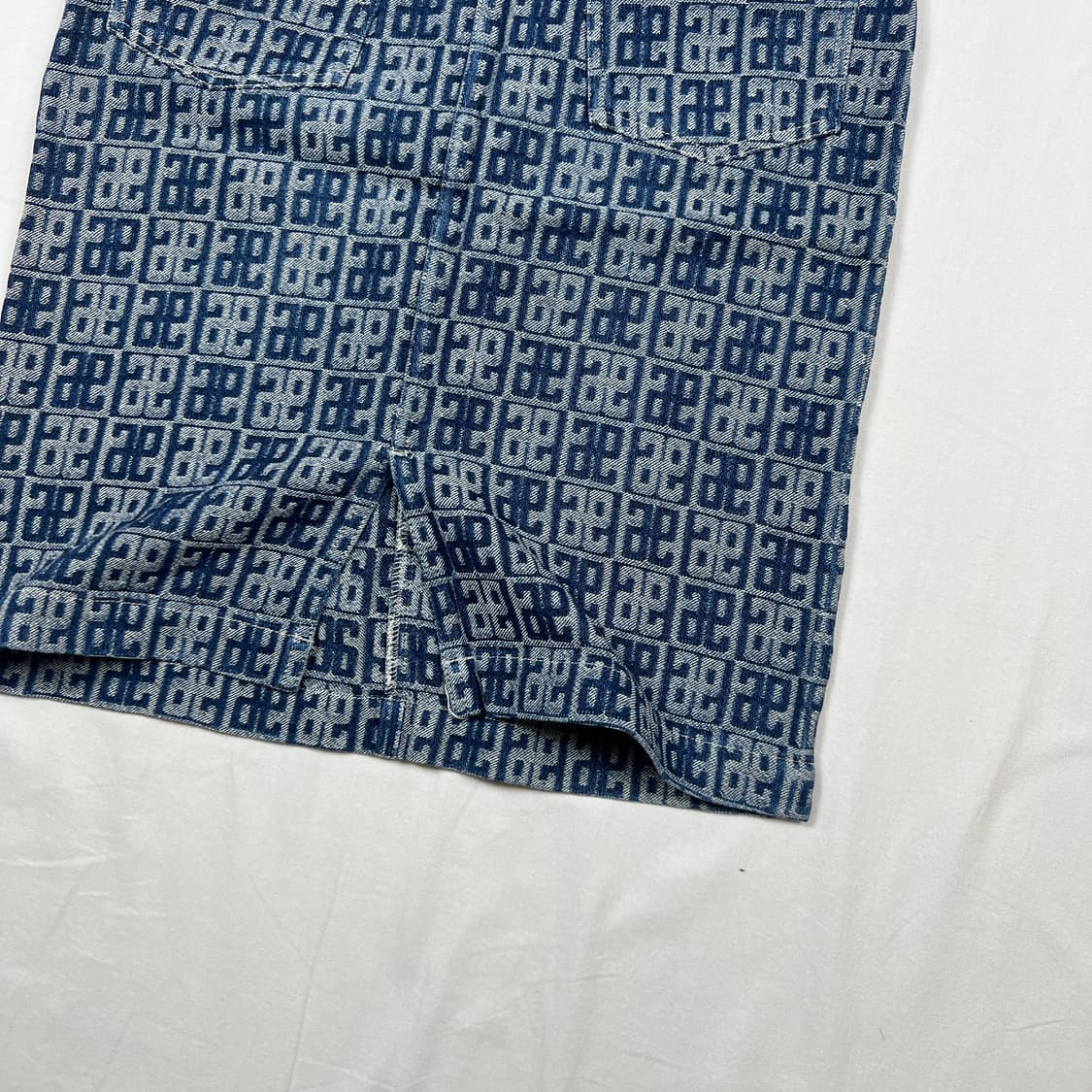 90’s 에비수 evisu 자카드 패턴 데님 스커트 치마 상품이미지9