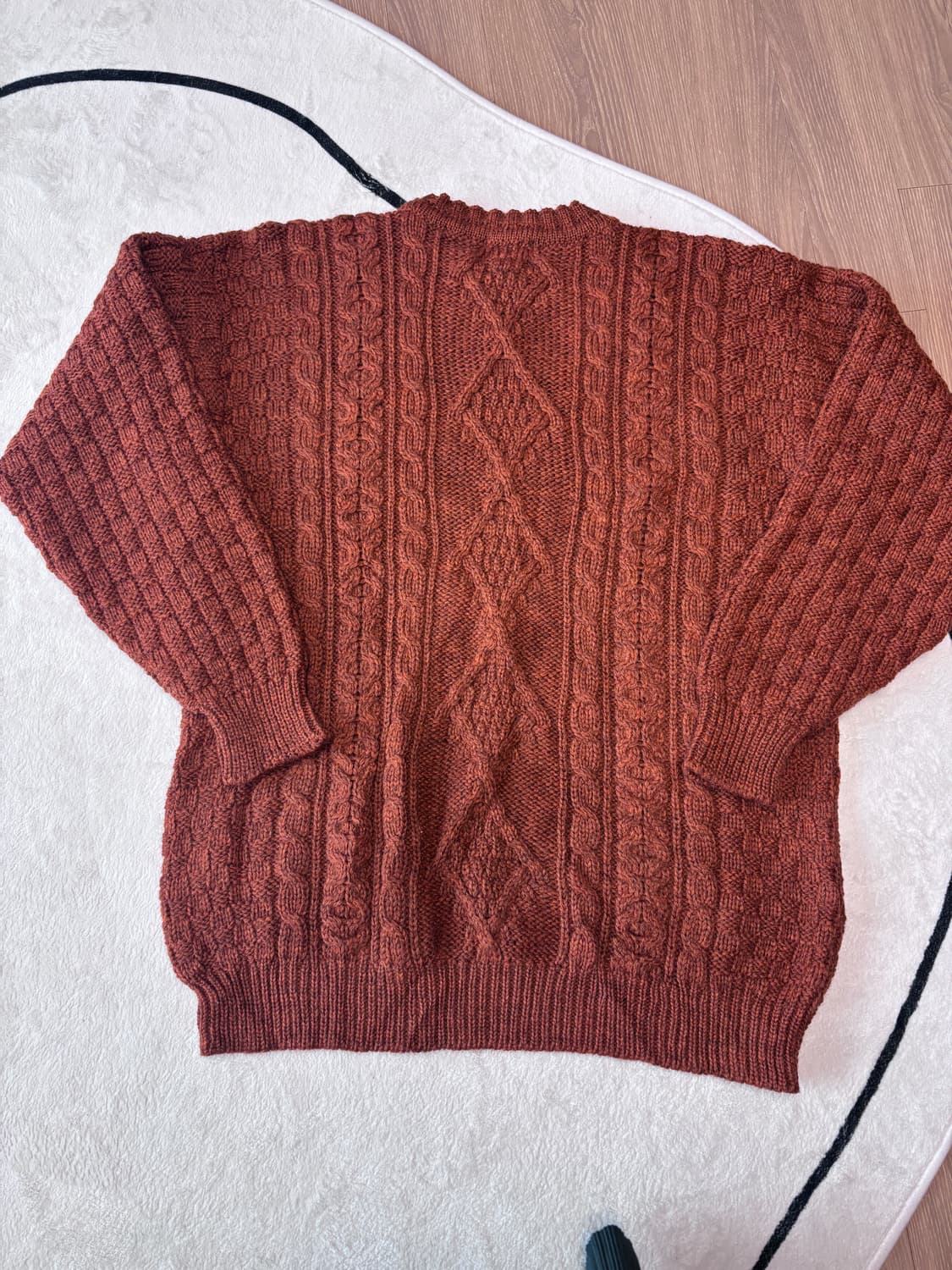 빈티지니트_메이드인아일랜드 브라운 케이블니트 상품이미지4