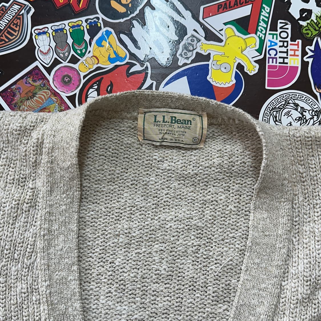 80s USA 엘엘빈 코튼 블렌드 니트 가디건 XL 상품이미지6