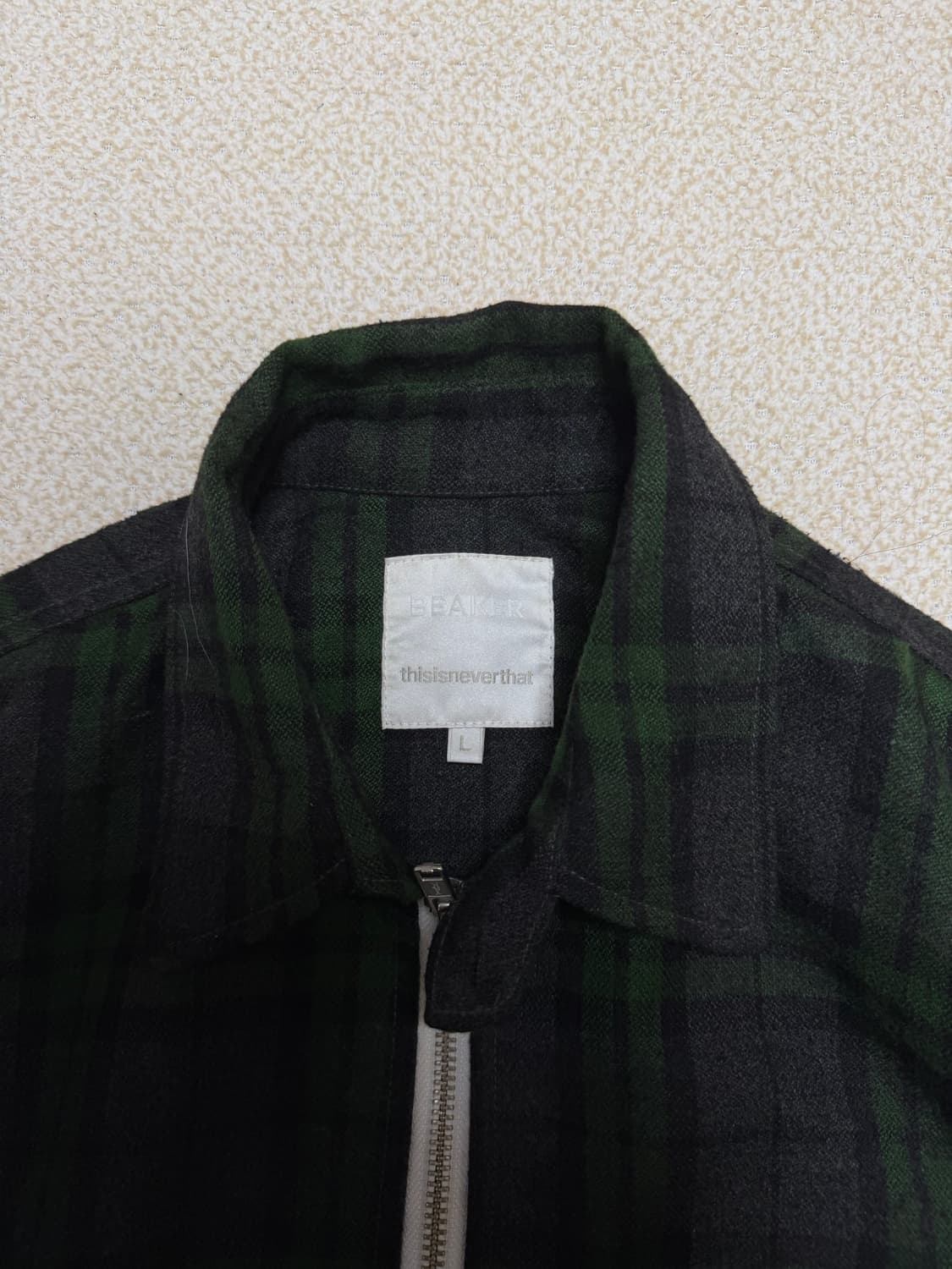 비이커 X 디스이즈네버댓 다크그린 체크 자켓 상품이미지3