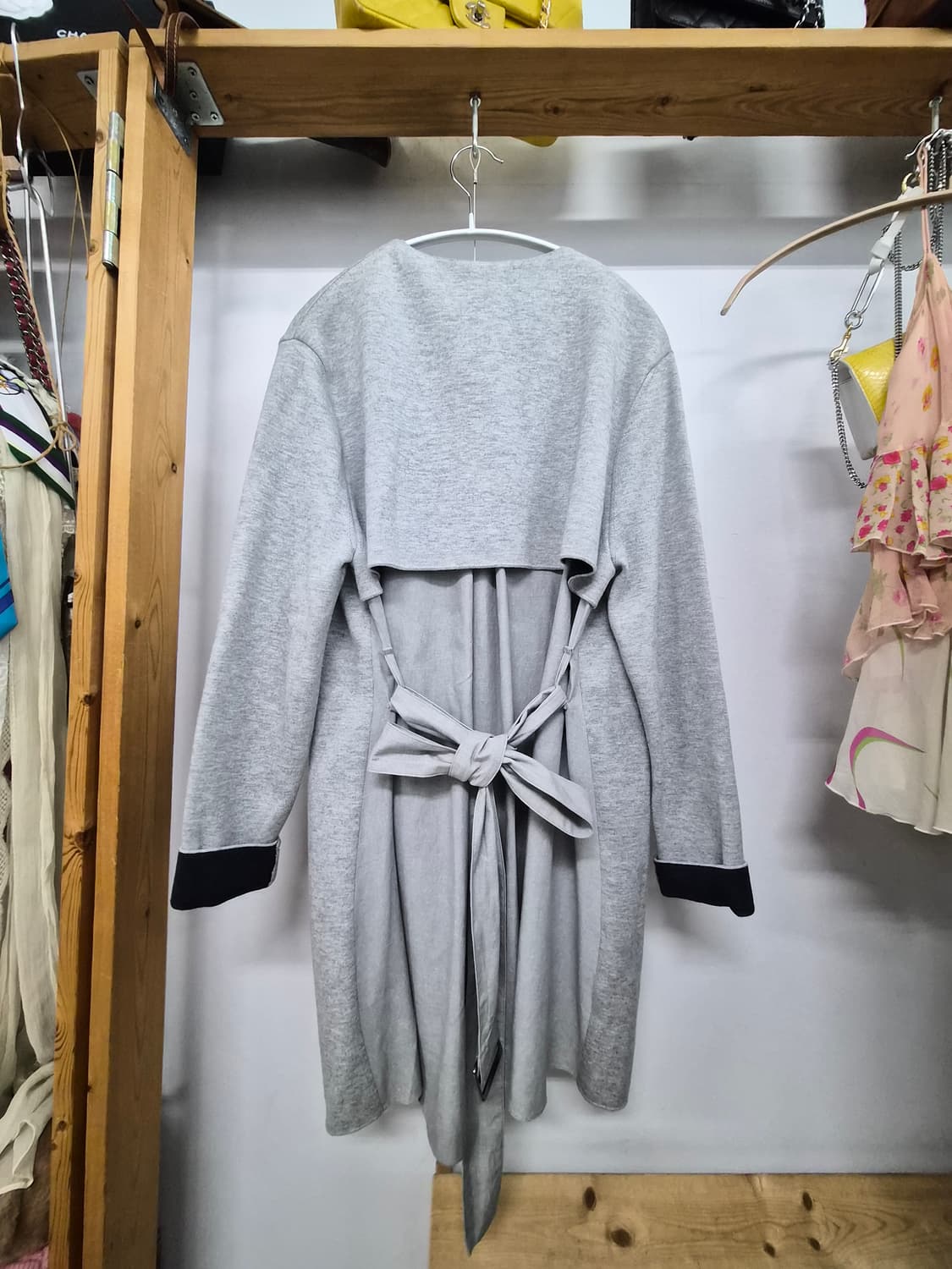 오브제 프렌치 배색 벨티드 니트 트렌치코트 상품이미지2