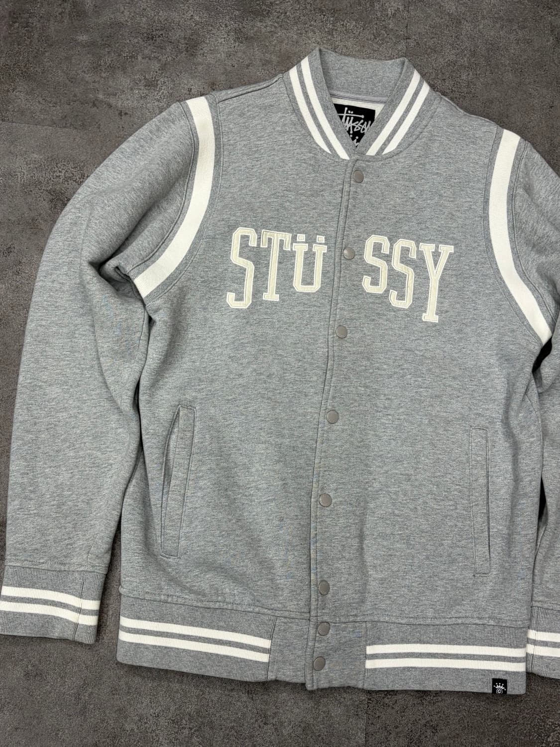 00s 스투시 스펠아웃 그레이 바시티 자켓 상품이미지2