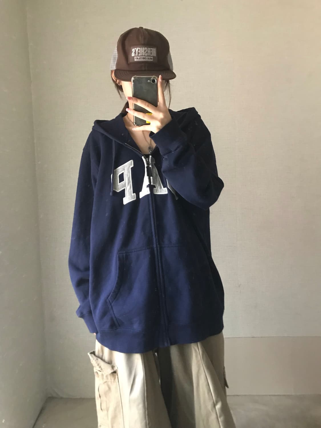 갭 네이비 오버핏 후드집업 상품이미지3