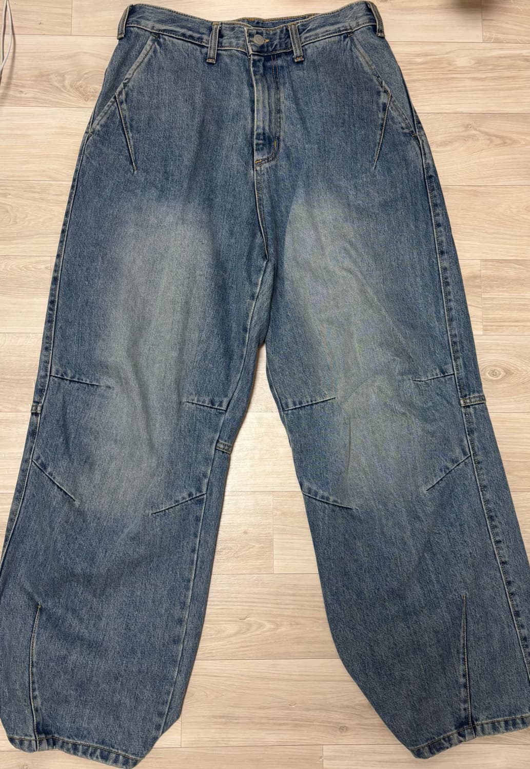 디키즈 x 해칭룸 벨티드 스노우 데님팬츠 청바지 washed blue 상품이미지4