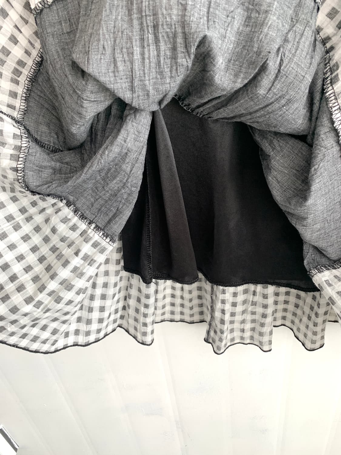 Gray Check Patchwork Long Skirt 상품이미지10