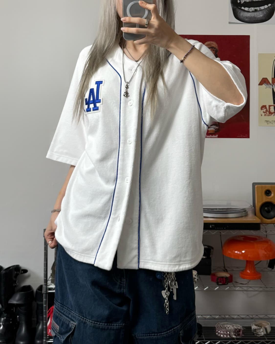 MLB 00s LA 다저스 타월 베이스볼 화이트 저지 상품이미지1