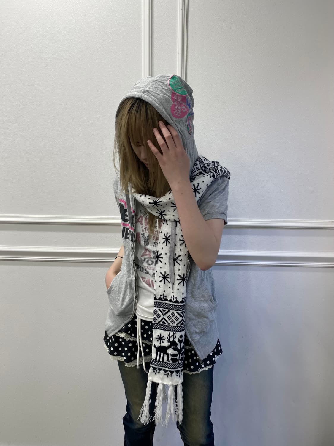 Kitsch&Y2K Mood Reversible 1/2 hoodie  상품이미지2