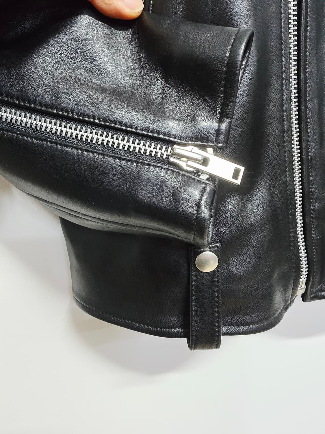 무신신스탠다드 블랙 레더 라이더 양가죽자켓 점퍼 상품이미지3