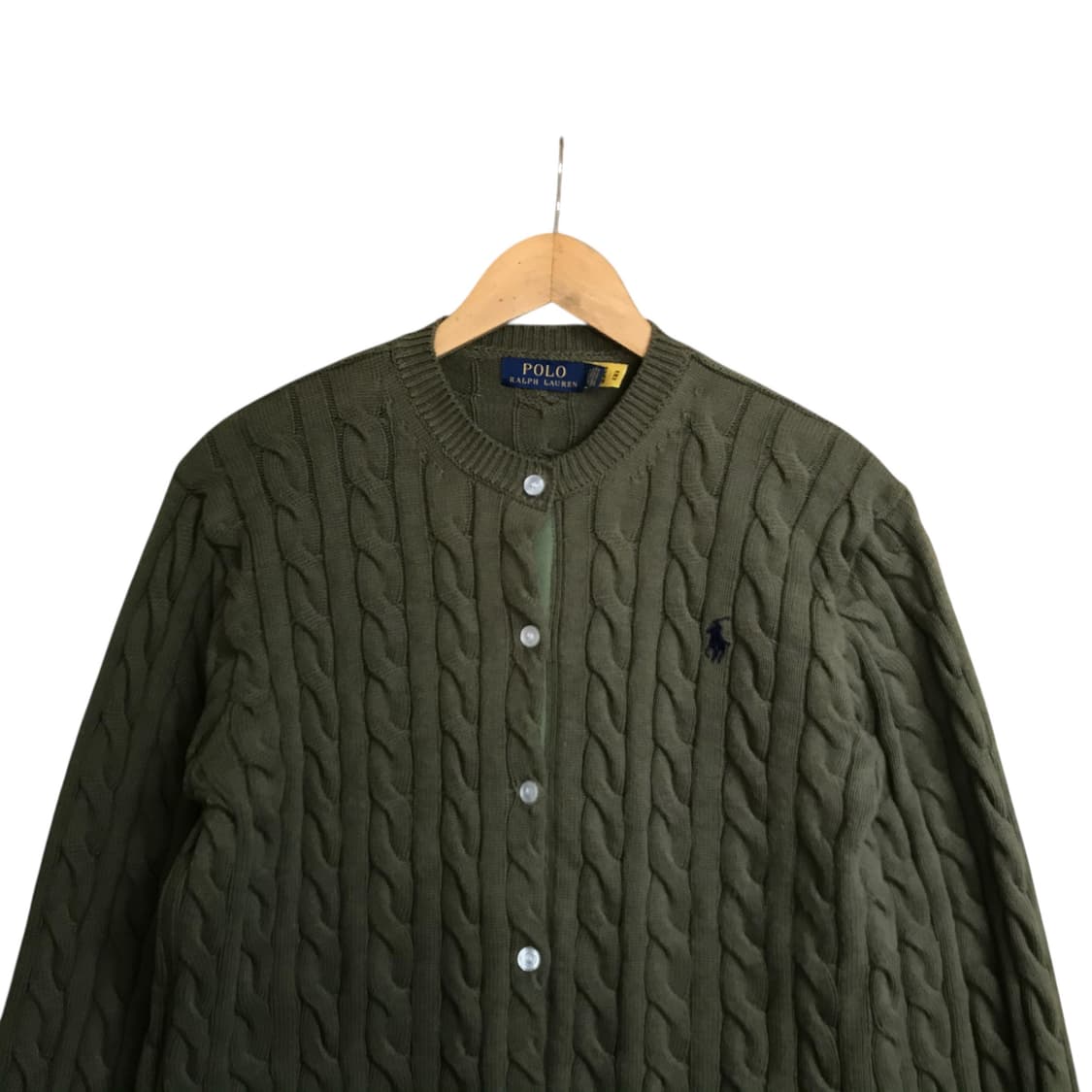 폴로 랄프로렌 큐알 카키 여성 꽈배기 가디건 상품이미지1
