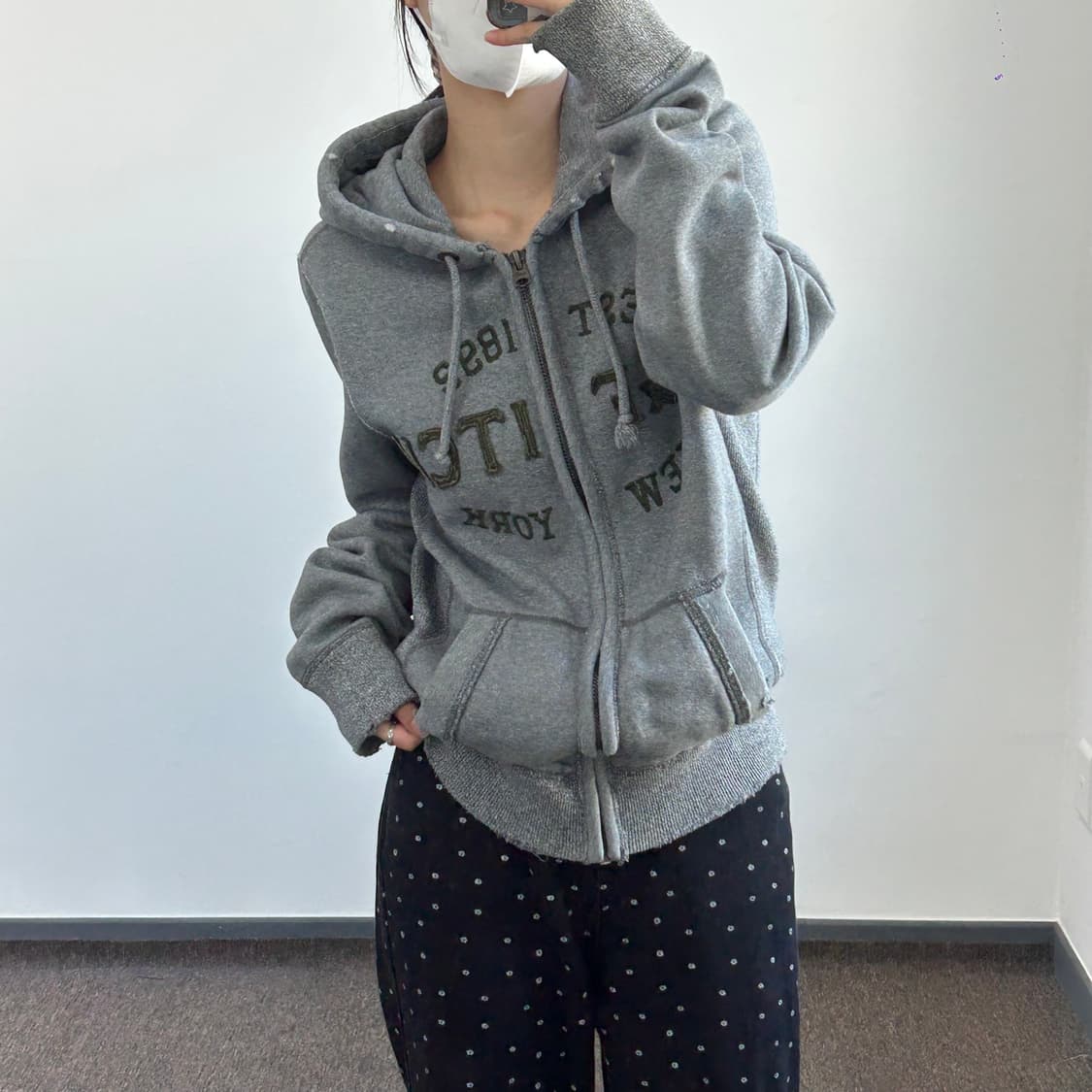 Abercrombie 아베크롬비 그린 로고 그레이 후드집업 상품이미지2