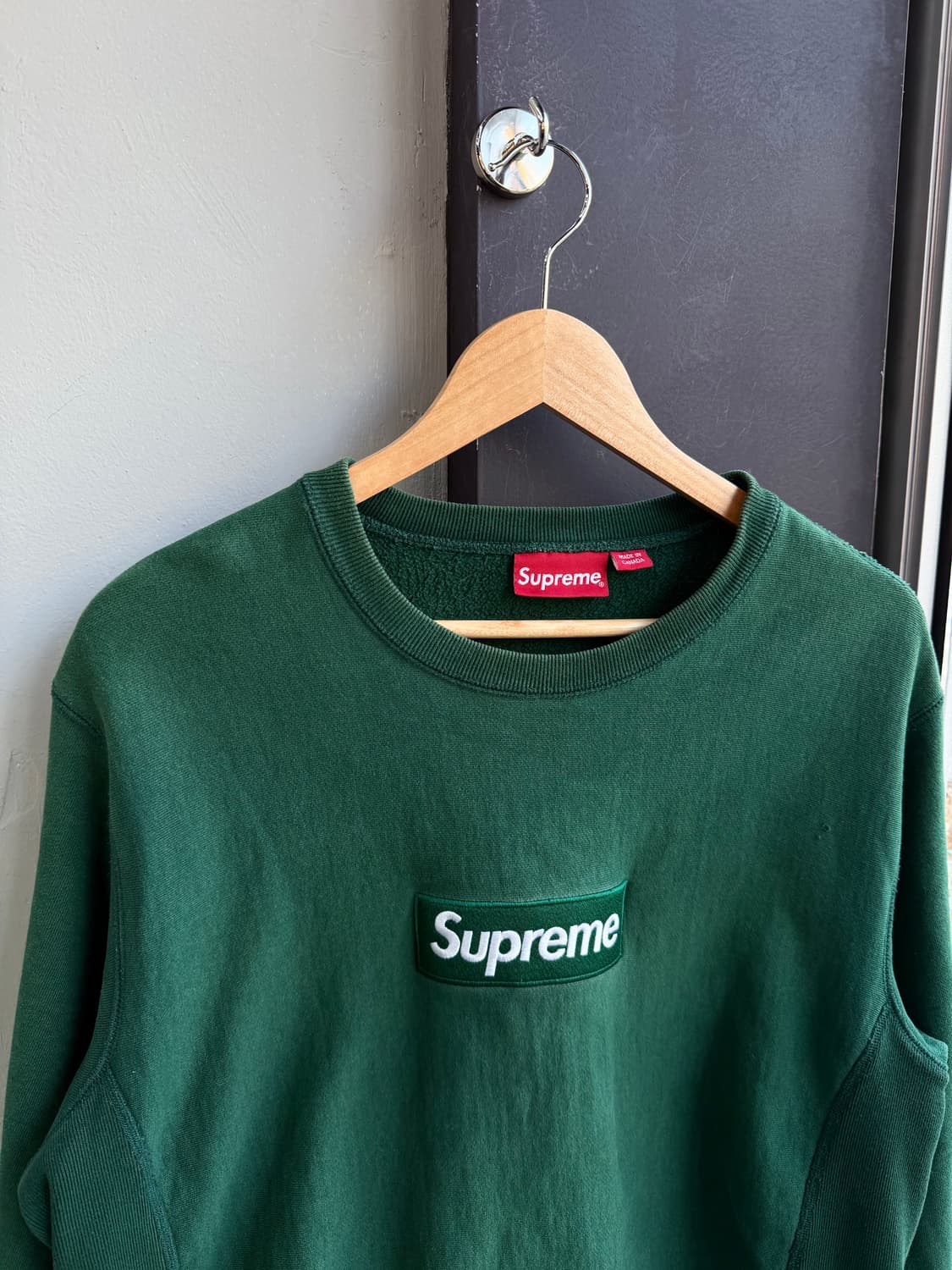 L/ 슈프림 박스로고 크루넥 맨투맨 다크그린 상품이미지5
