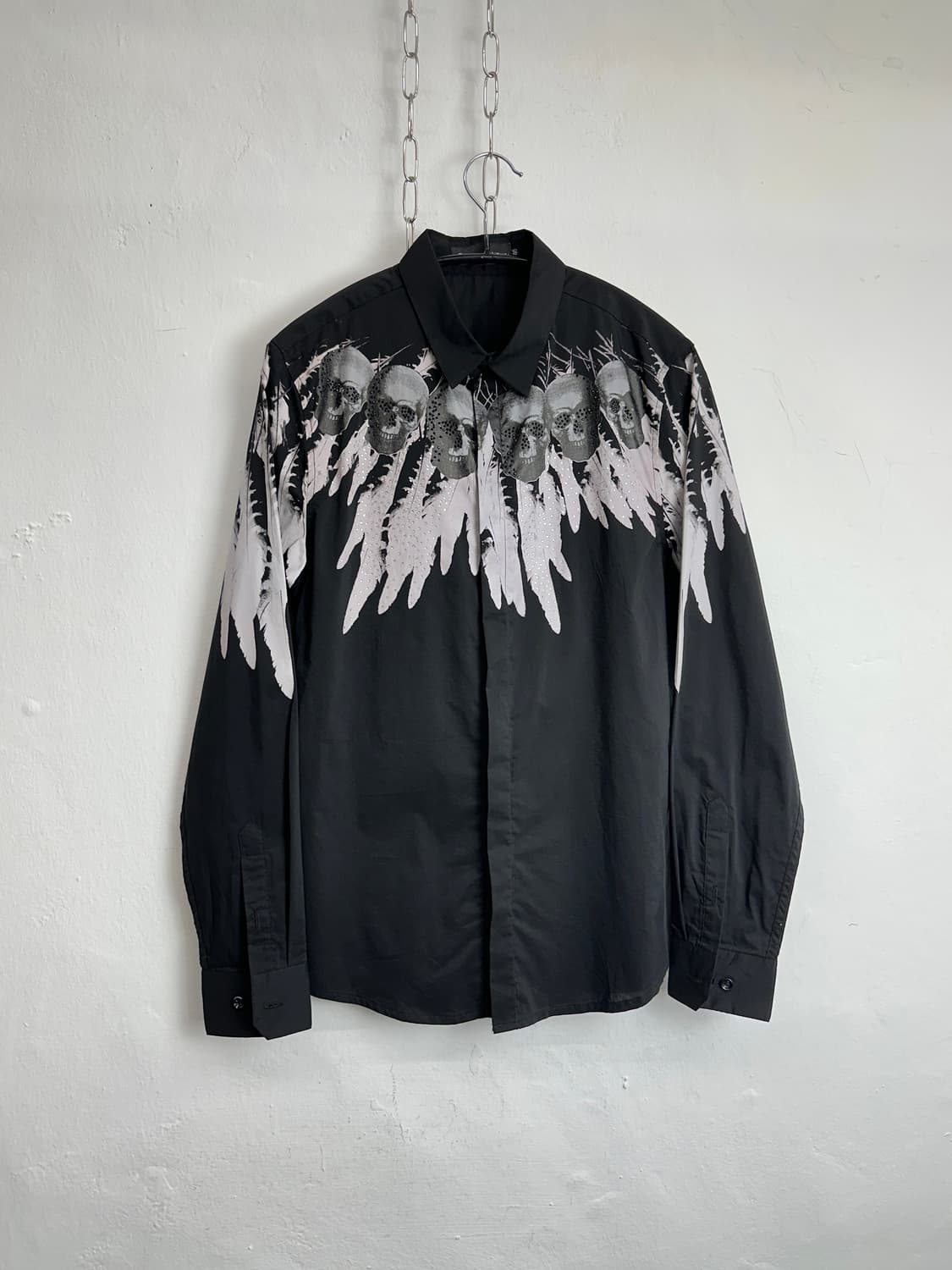 Black Skull & Wing Graphic Rhinestone Sh 상품이미지3