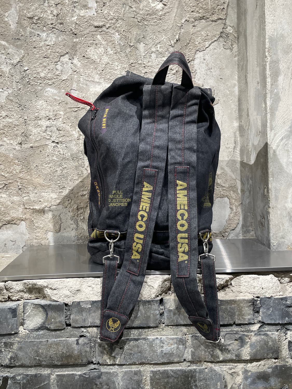 아메코 usa 흑청 밀리터리 스트링 데님 백팩 상품이미지6