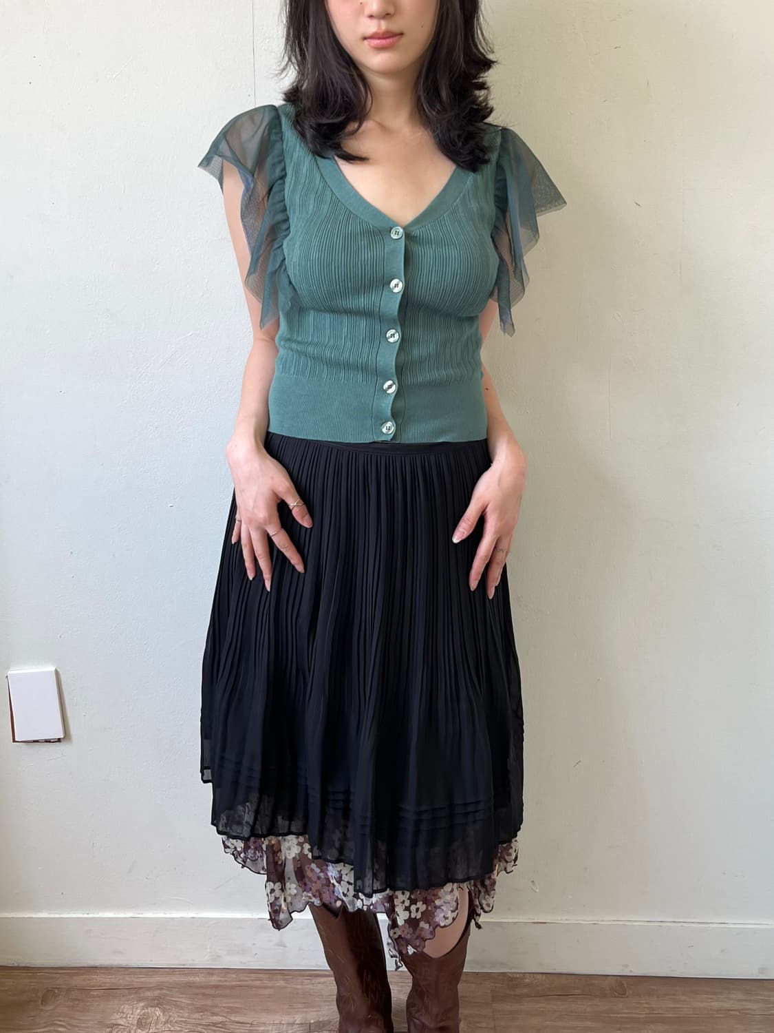 Japan vtg 블랙 레이어드 스커트 상품이미지8