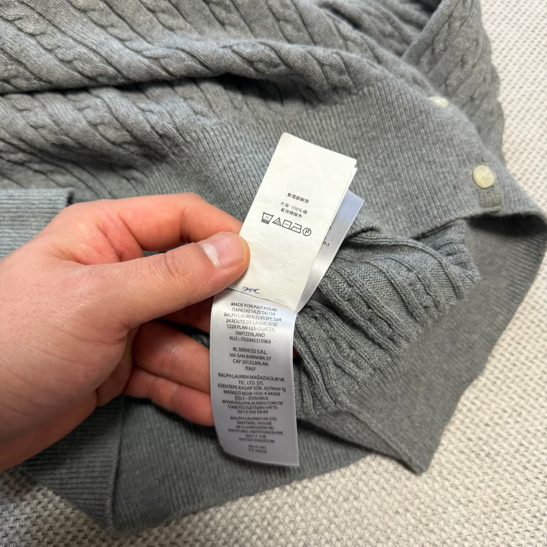 폴로 랄프로렌 브이넥 케이블 니트 숏가디건 상품이미지4