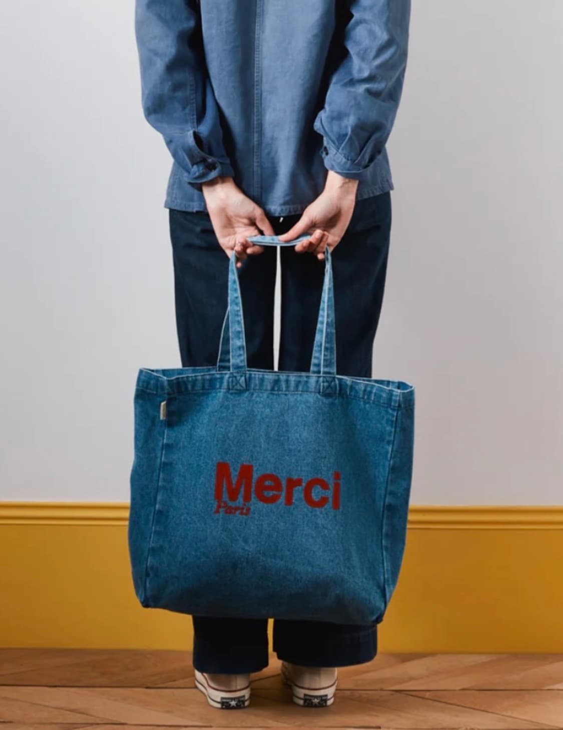 메르시 파리 Merci Paris 데님 토트백 38*38*10cm 상품이미지6