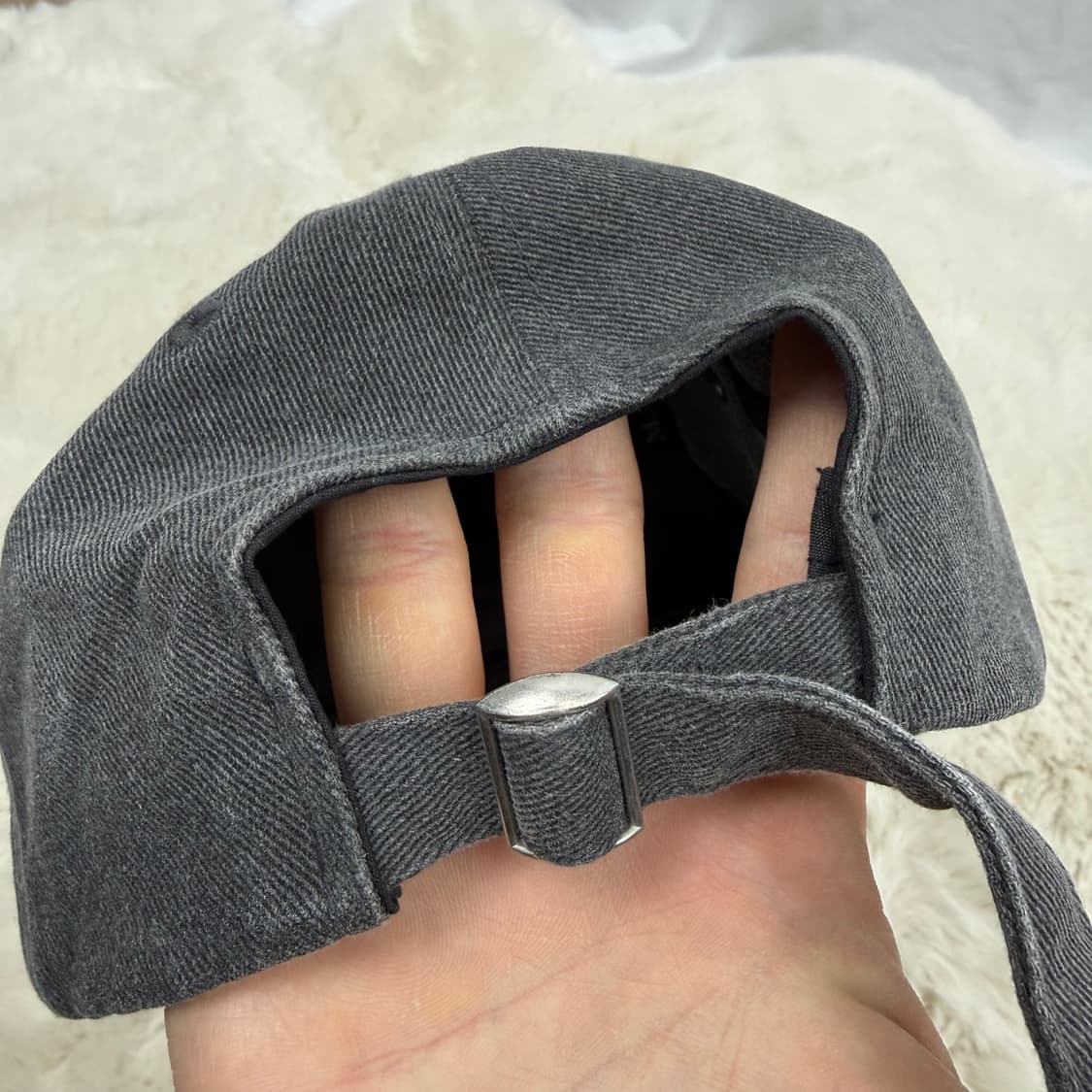 F) 마뗑킴 마카롱 로고 워시드 볼캡 차콜 상품이미지3