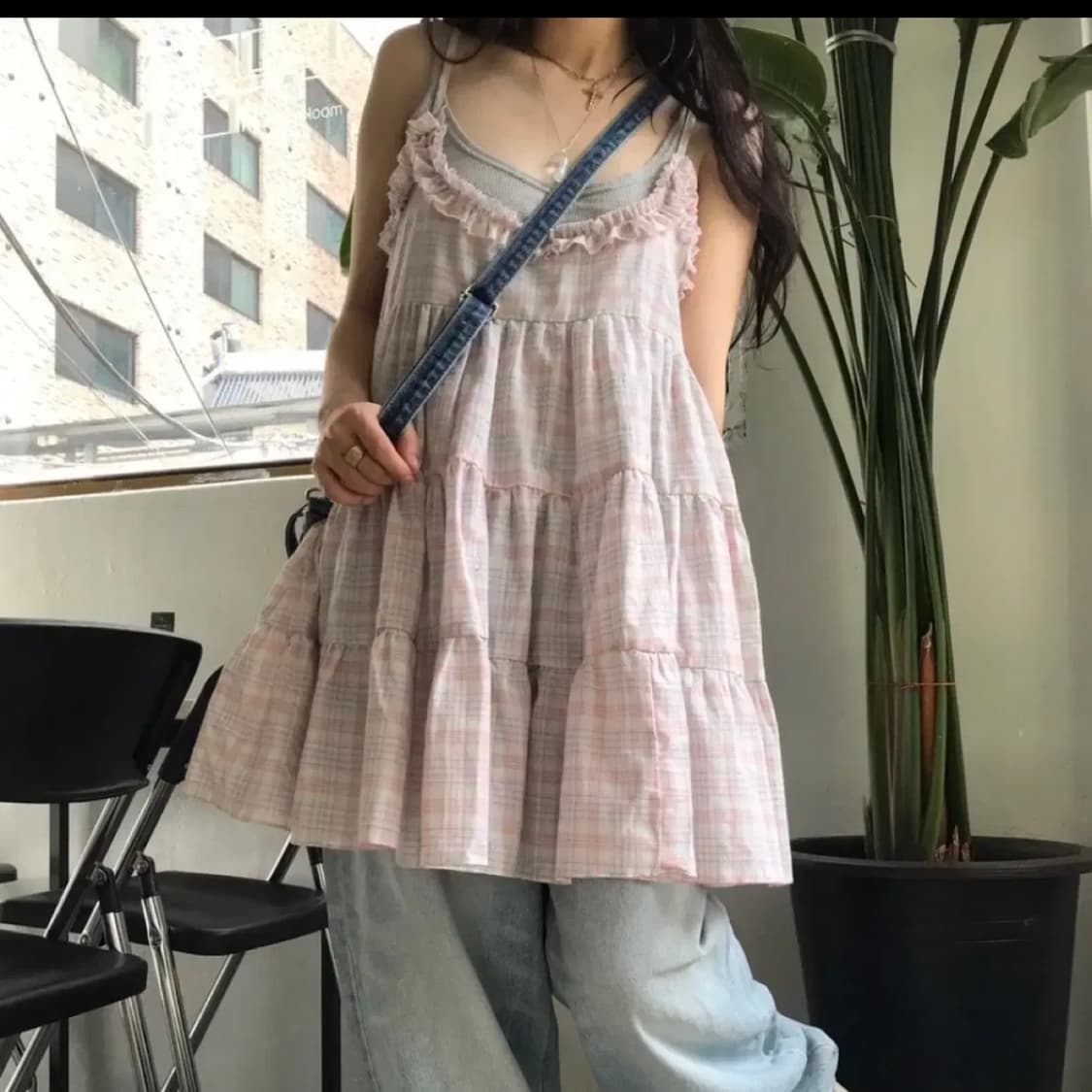 히피디피 candy check ops 캔디 체크 원피스 핑크 판매 상품이미지2