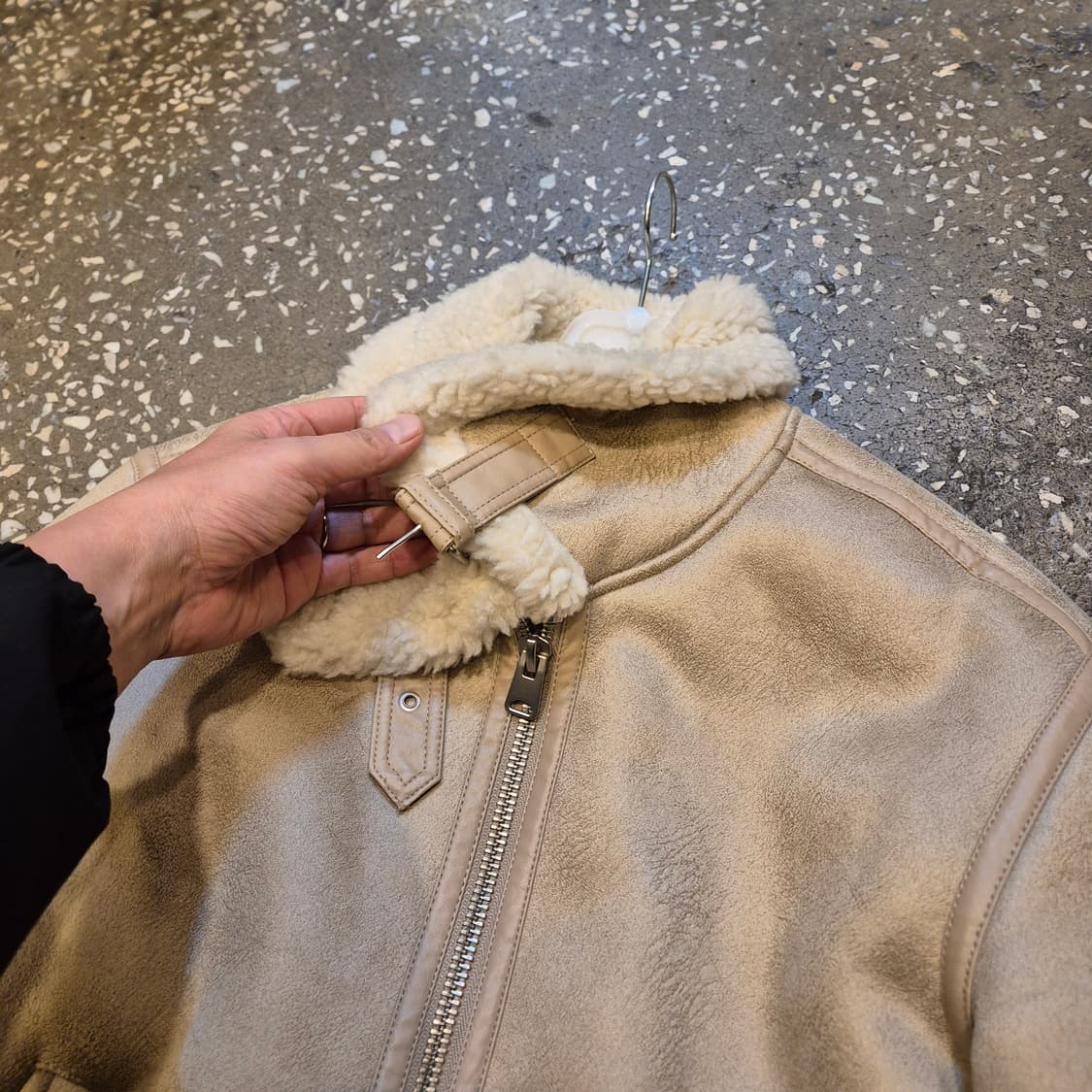 S~M 워싱베이지 무스탕자켓  상품이미지6