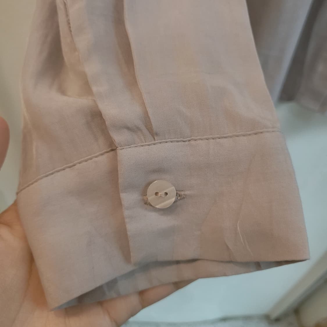 그레이쉬핑크 레이온 노카라 셔츠 상품이미지5