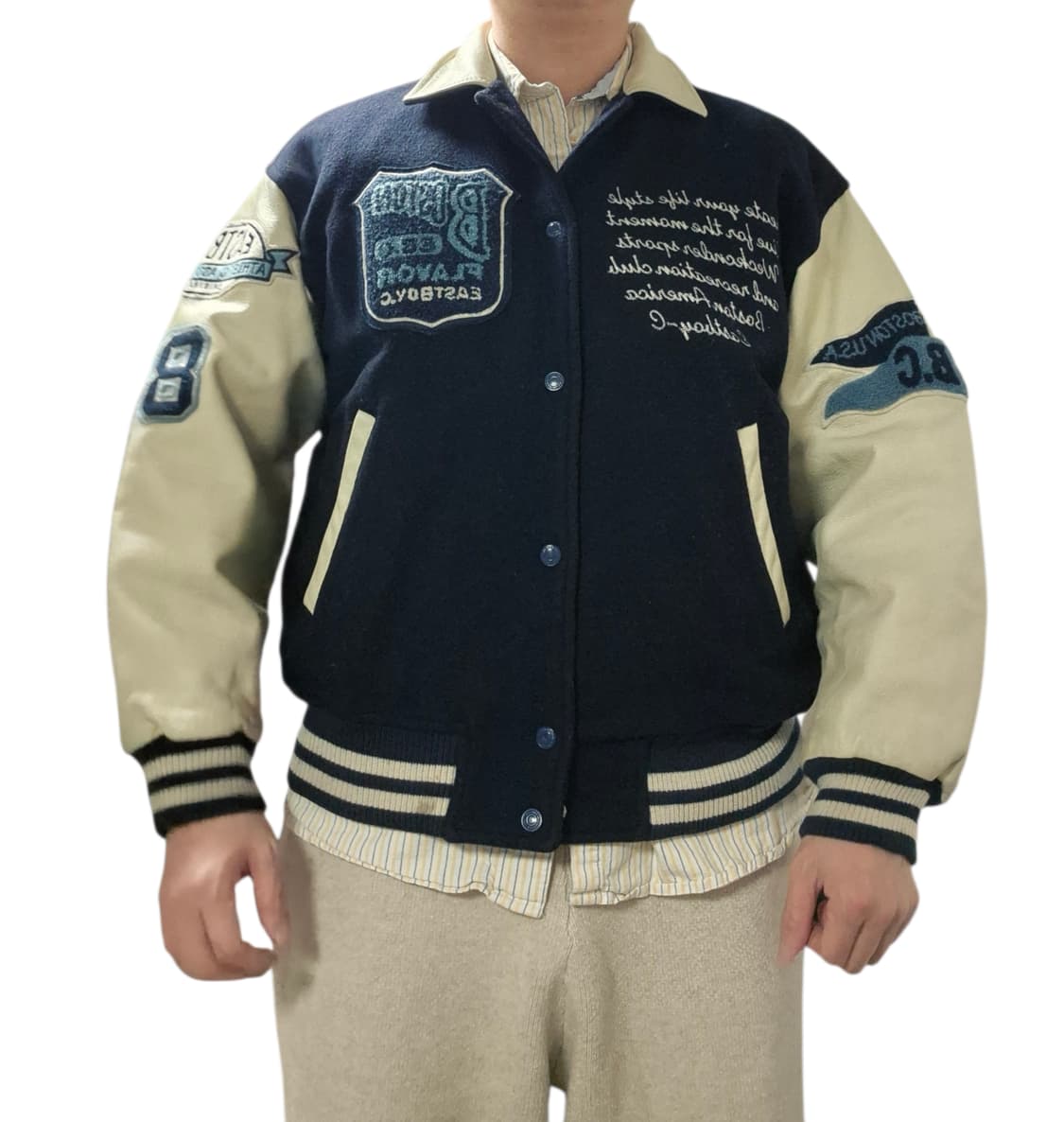 80's 이스트보이 소가죽 바시티 자켓 상품이미지9