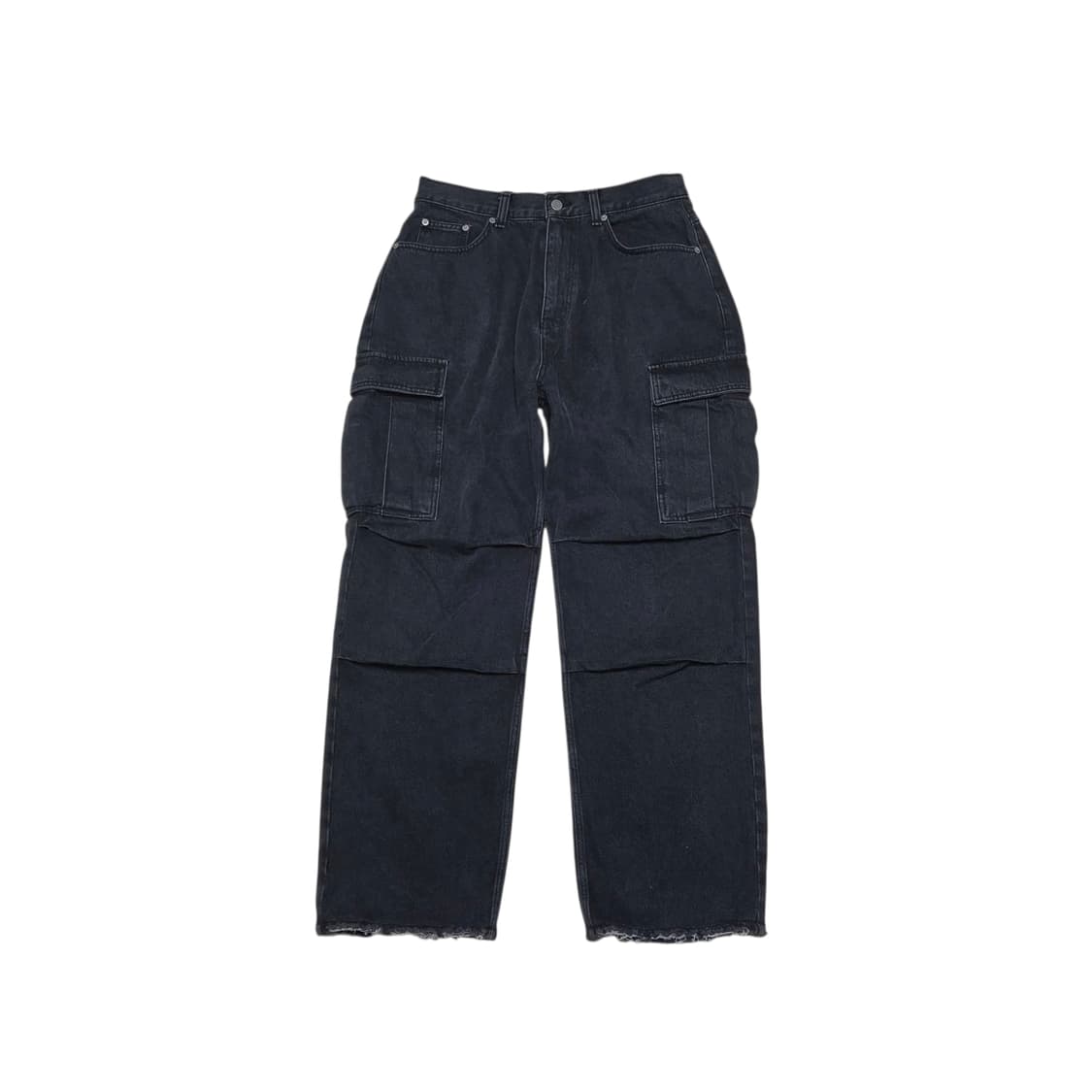 WAYWARD 흑청 카고 와이드 커팅진 상품이미지1