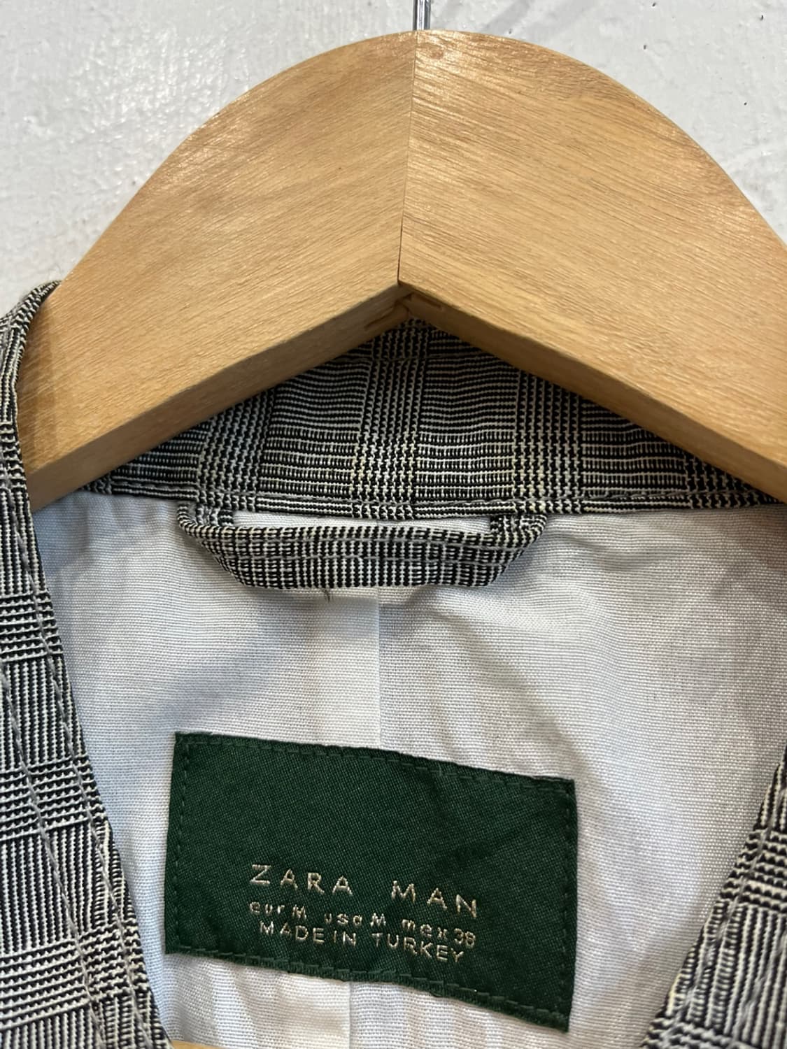 ZARA MAN 자라 린넨 체크 봄버 블루종 자켓 상품이미지5
